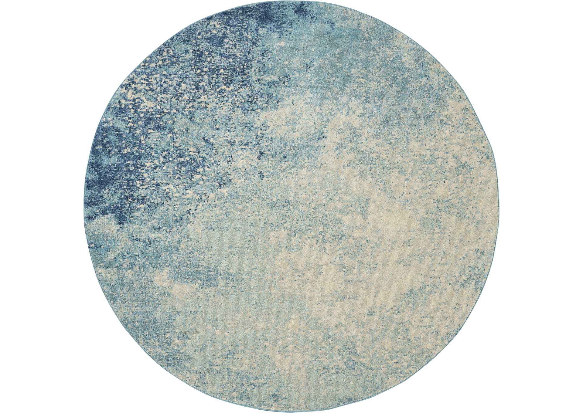 Nourison Passion 8' Round Navy Light Blue Area Rug,Nourison