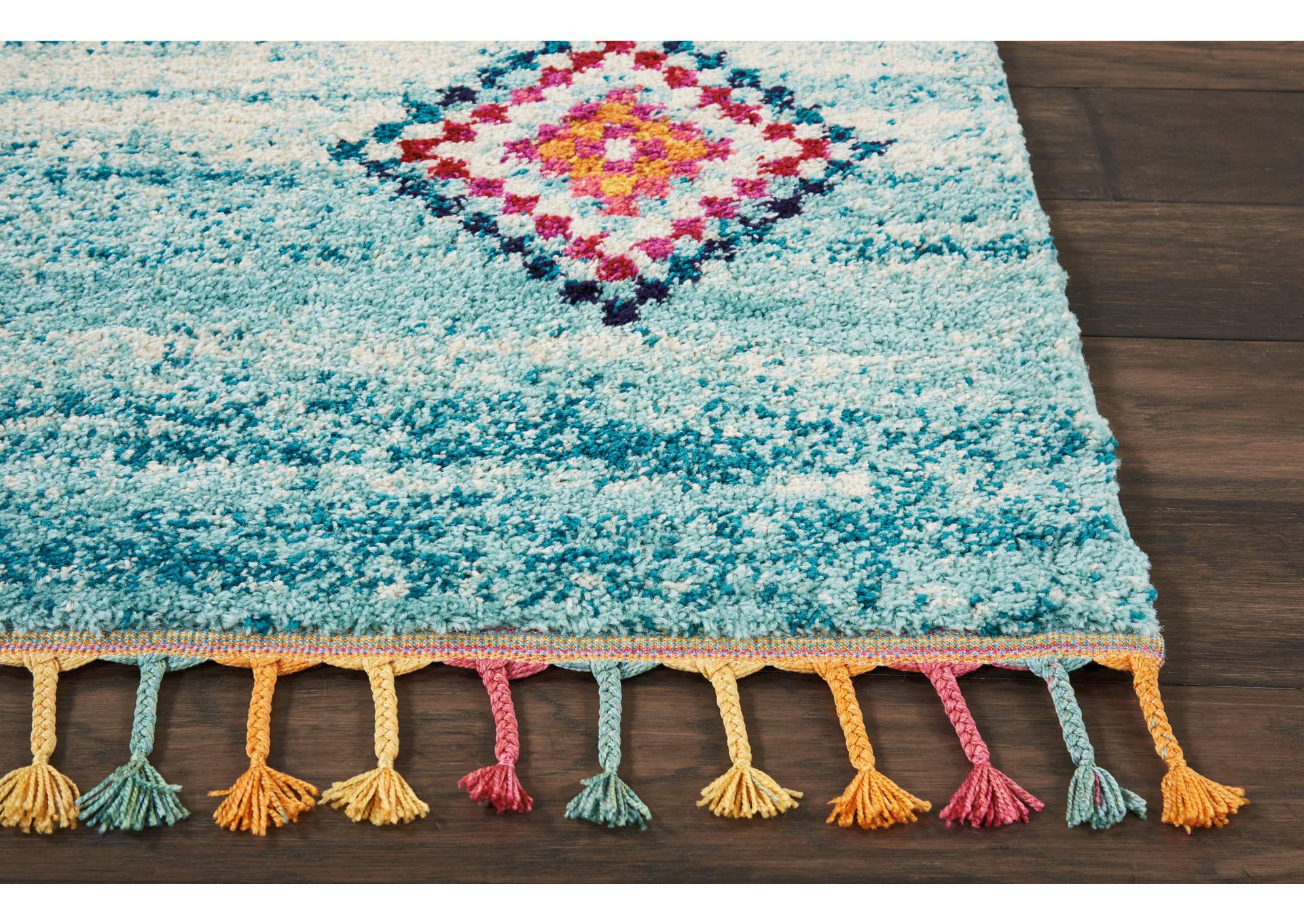Nourison Nomad NMD04 Aqua Multicolor 5'x8' Scandinavian Area Rug,Nourison