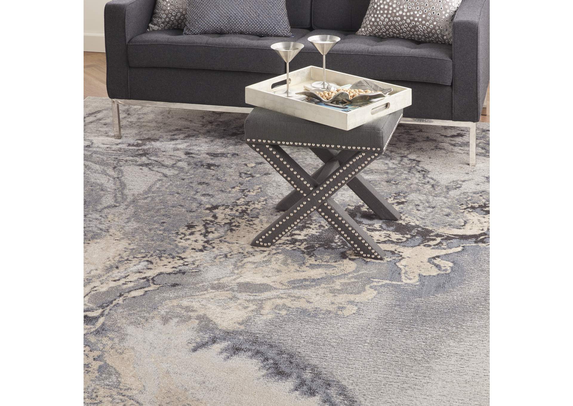 Nourison Maxell MAE08 Grey 8'x11' Oversized Rug,Nourison