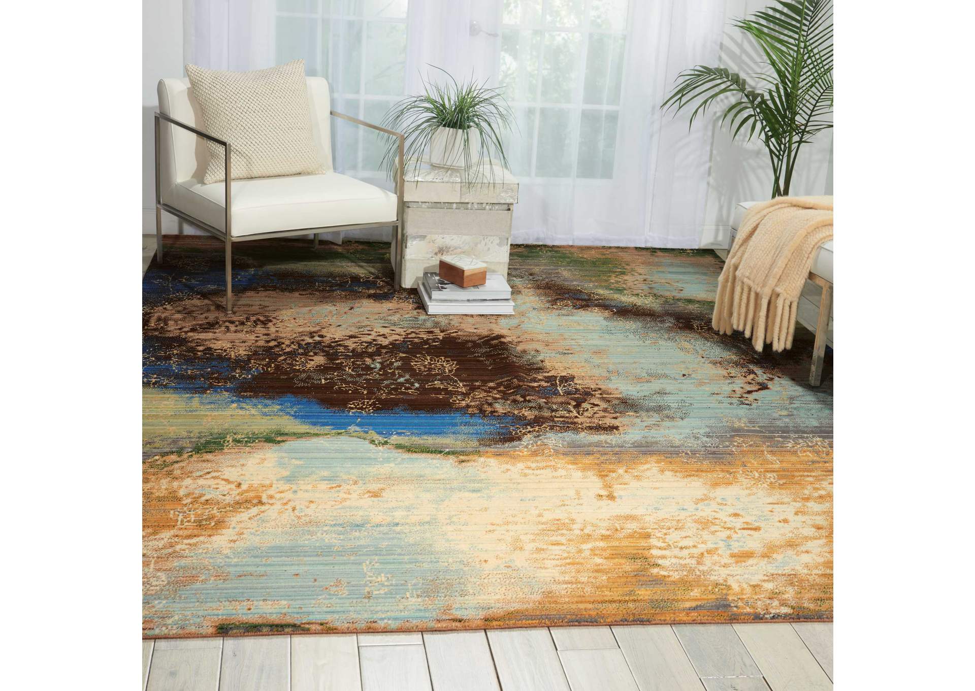 Nourison Rhapsody RH016 Blue 5'x8' Area Rug,Nourison