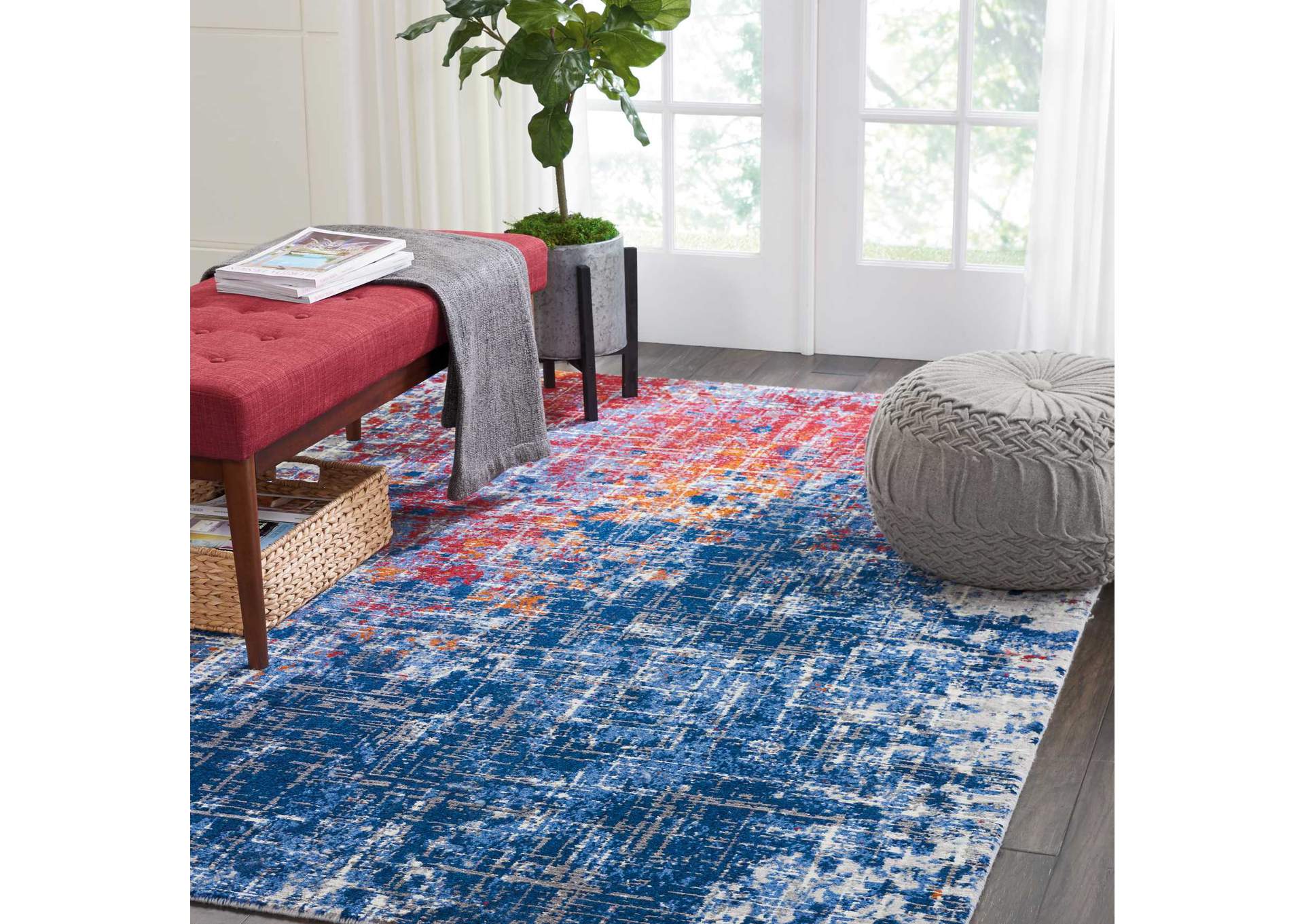 Nourison Twilight TWI25 Red and Blue 6'x8' Area Rug,Nourison