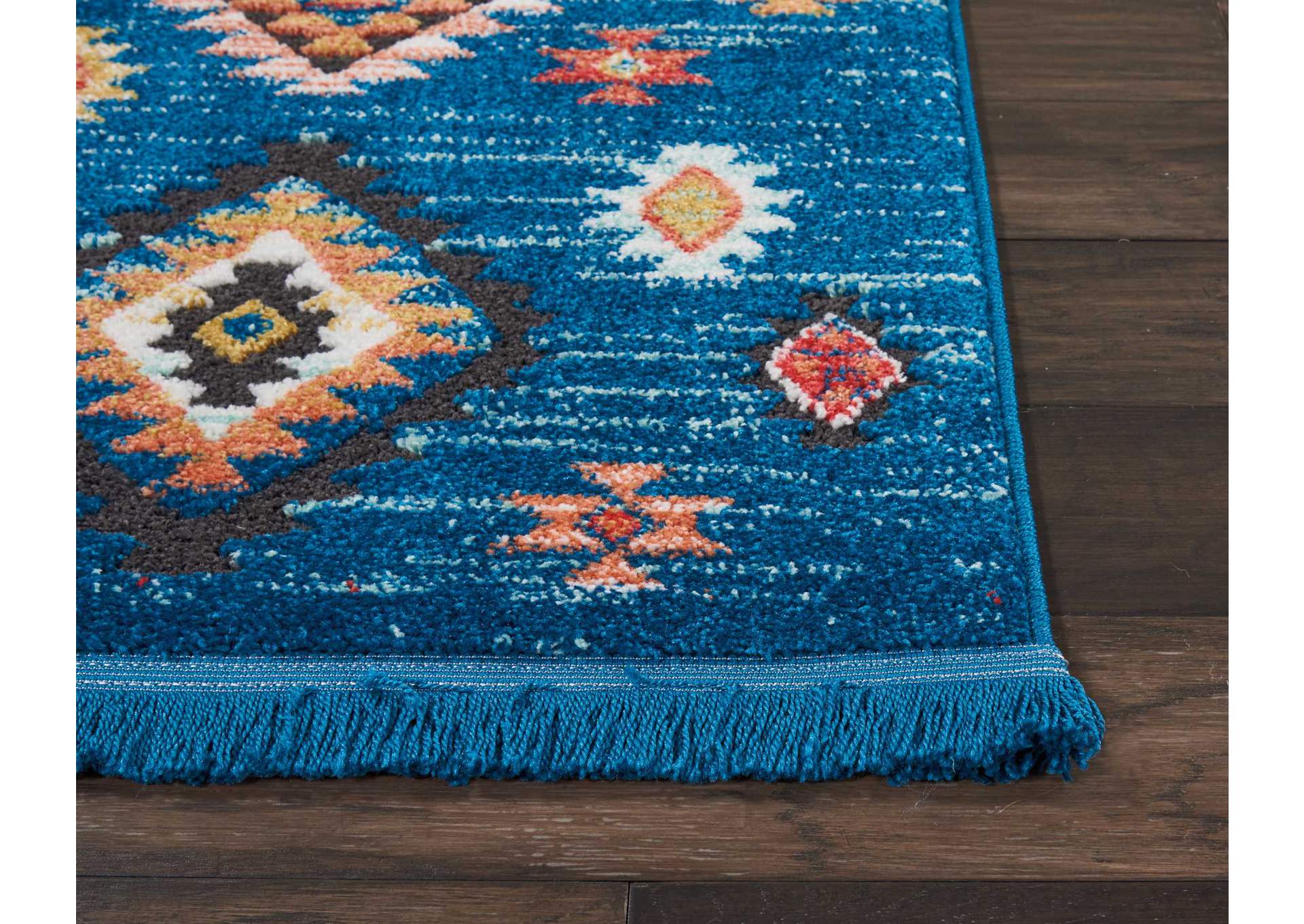 Nourison South Western NAV07 Blue 8' Runner Hallway Rug,Nourison
