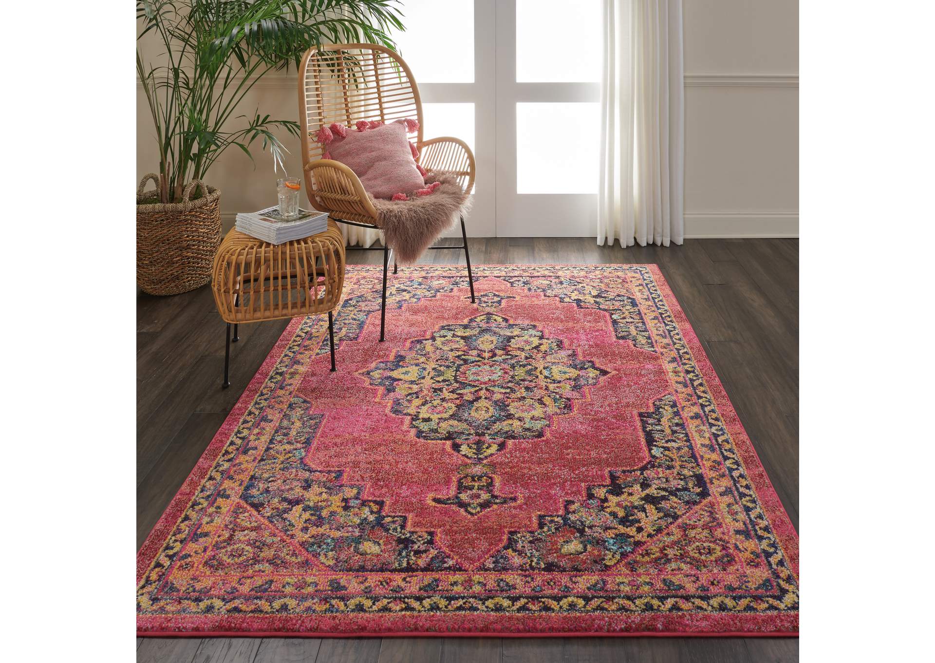 Nourison Passionate PST01 Pink Multicolor 5'x7' Boho Area Rug,Nourison