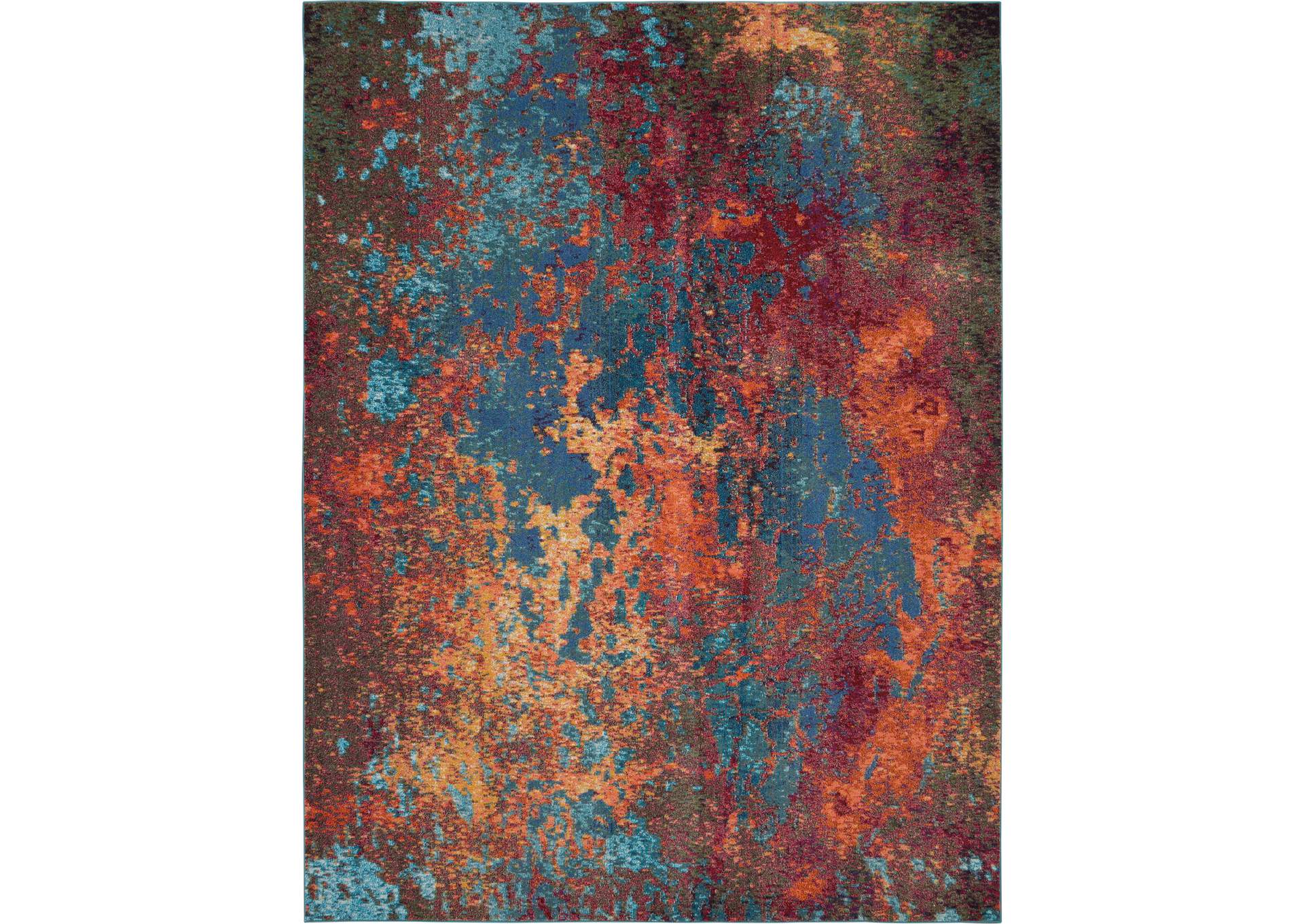 Nourison Celestial CES08 Blue and Red 9'x12' Oversized Rug,Nourison