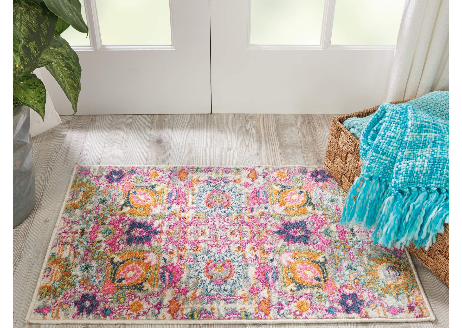 Nourison Passion 2' X 3' Pink and Grey Small Boho Area Rug,Nourison