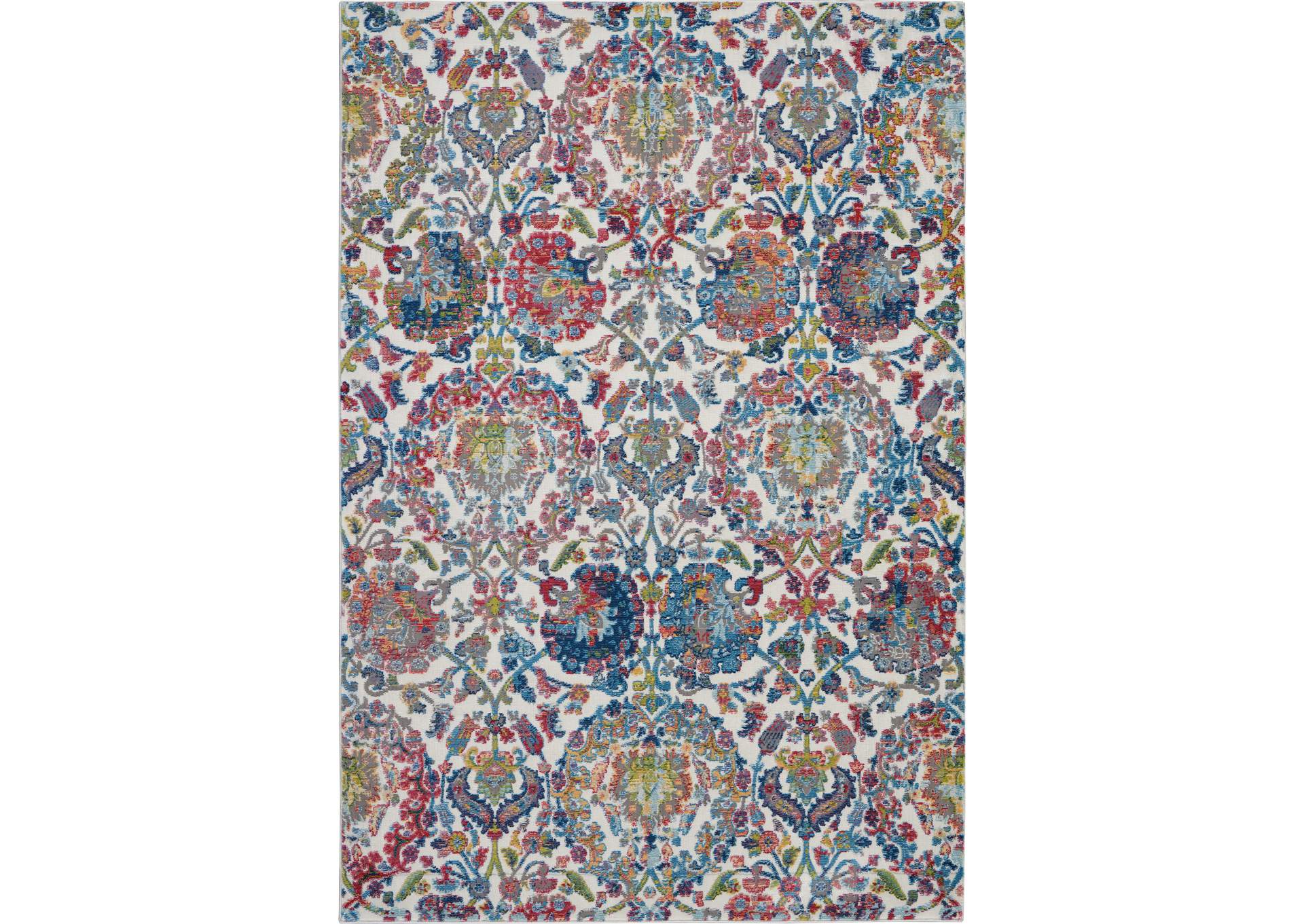 Nourison Ankara Global ANR06 Blue and Ivory 4'x6' French Country Area Rug,Nourison