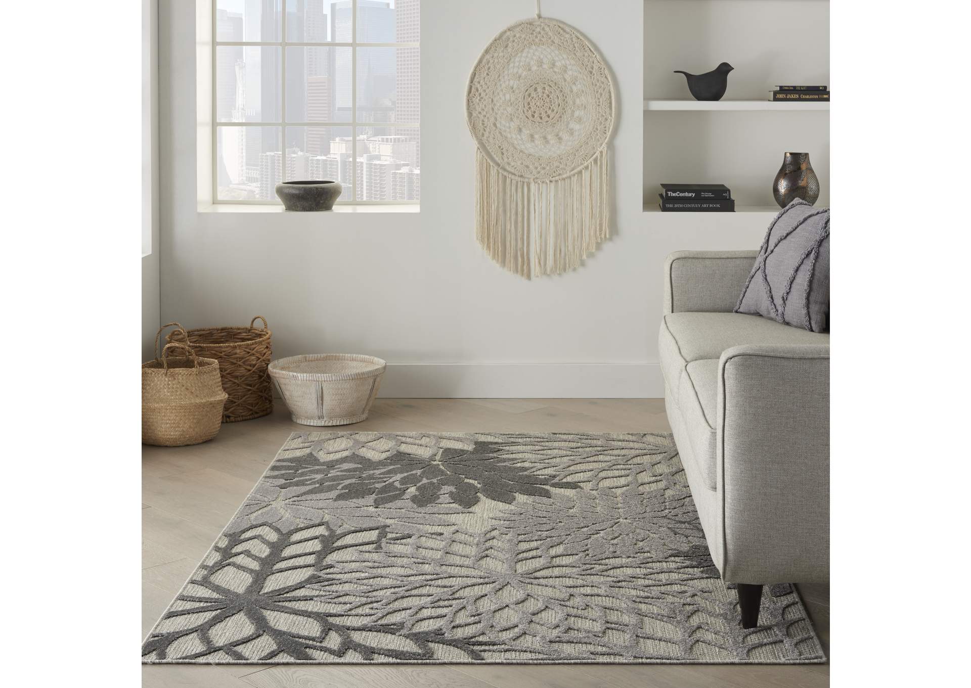 Nourison Aloha 6'x9' Silver Grey Area Rug,Nourison