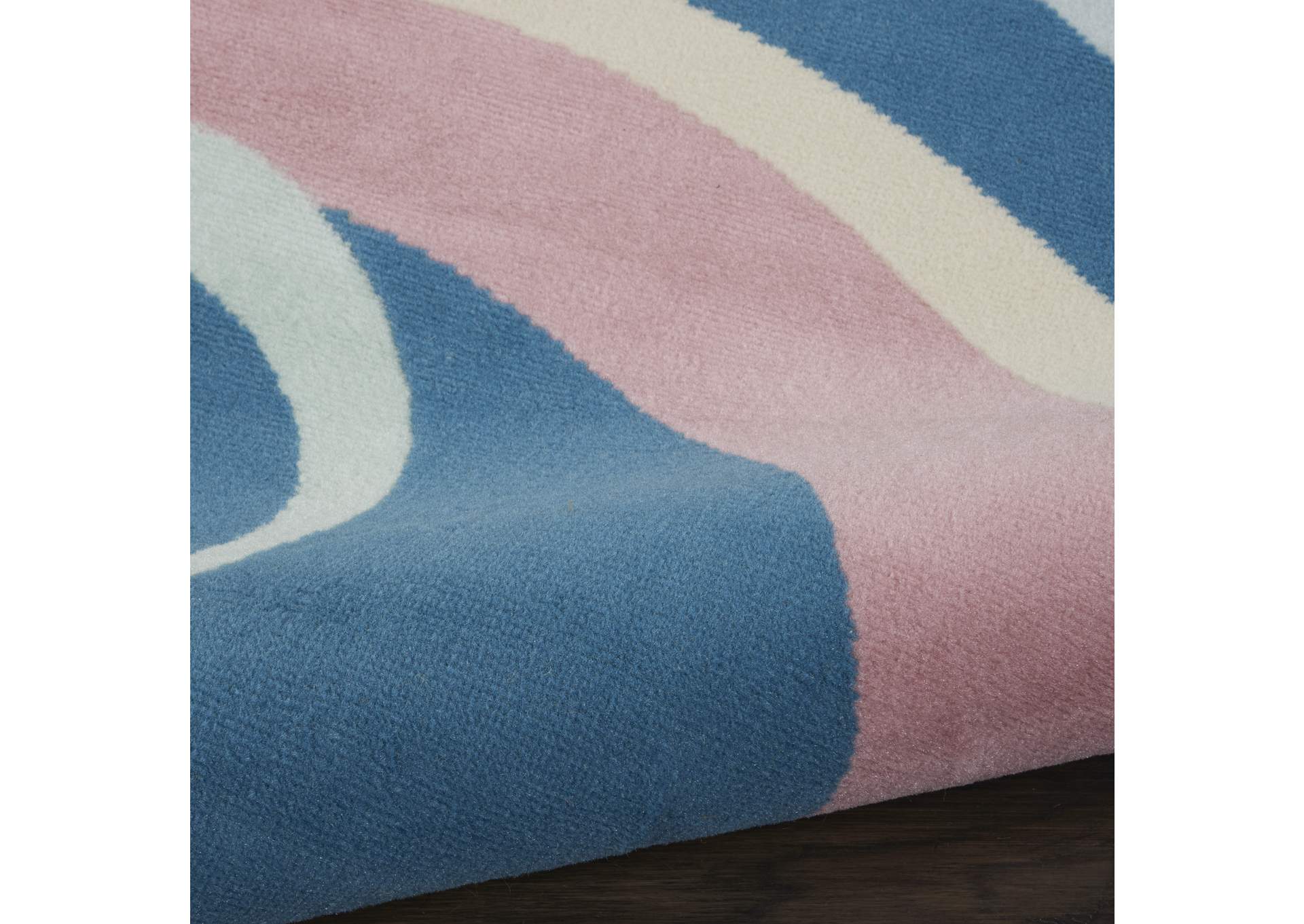 Nourison Grafix GRF21 Blue and Pink 8' Round Large Rug,Nourison