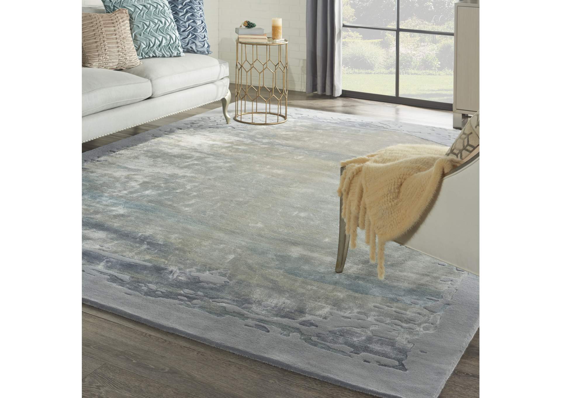 Nourison Prismatic 10'x14' Seafoam Silver Area Rug,Nourison