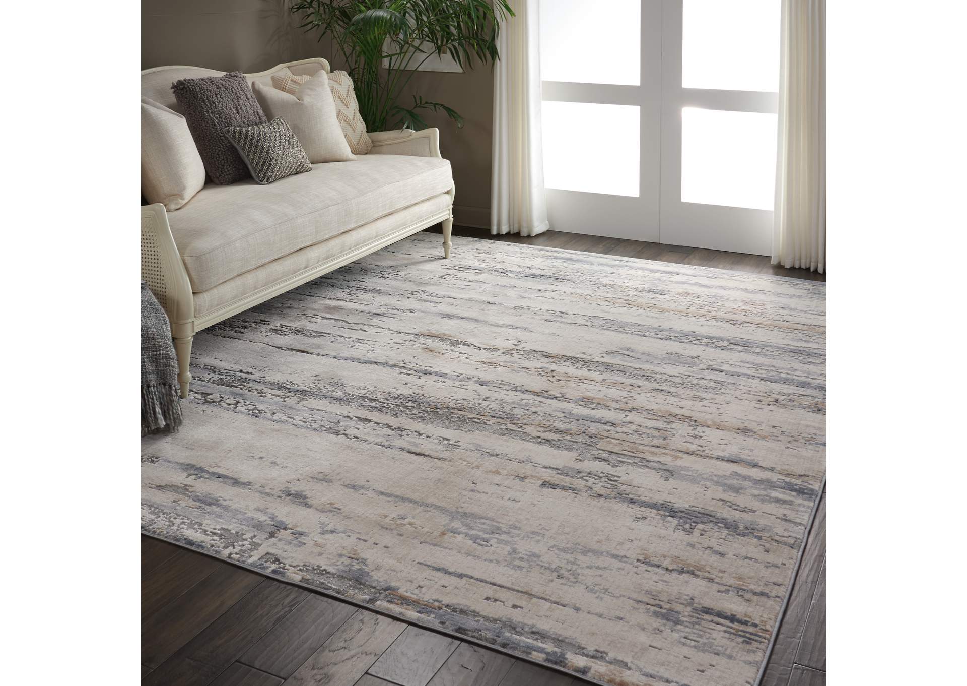 Nourison Rustic Textures RUS04 Beige and Grey 9'x13' Oversized Rug,Nourison