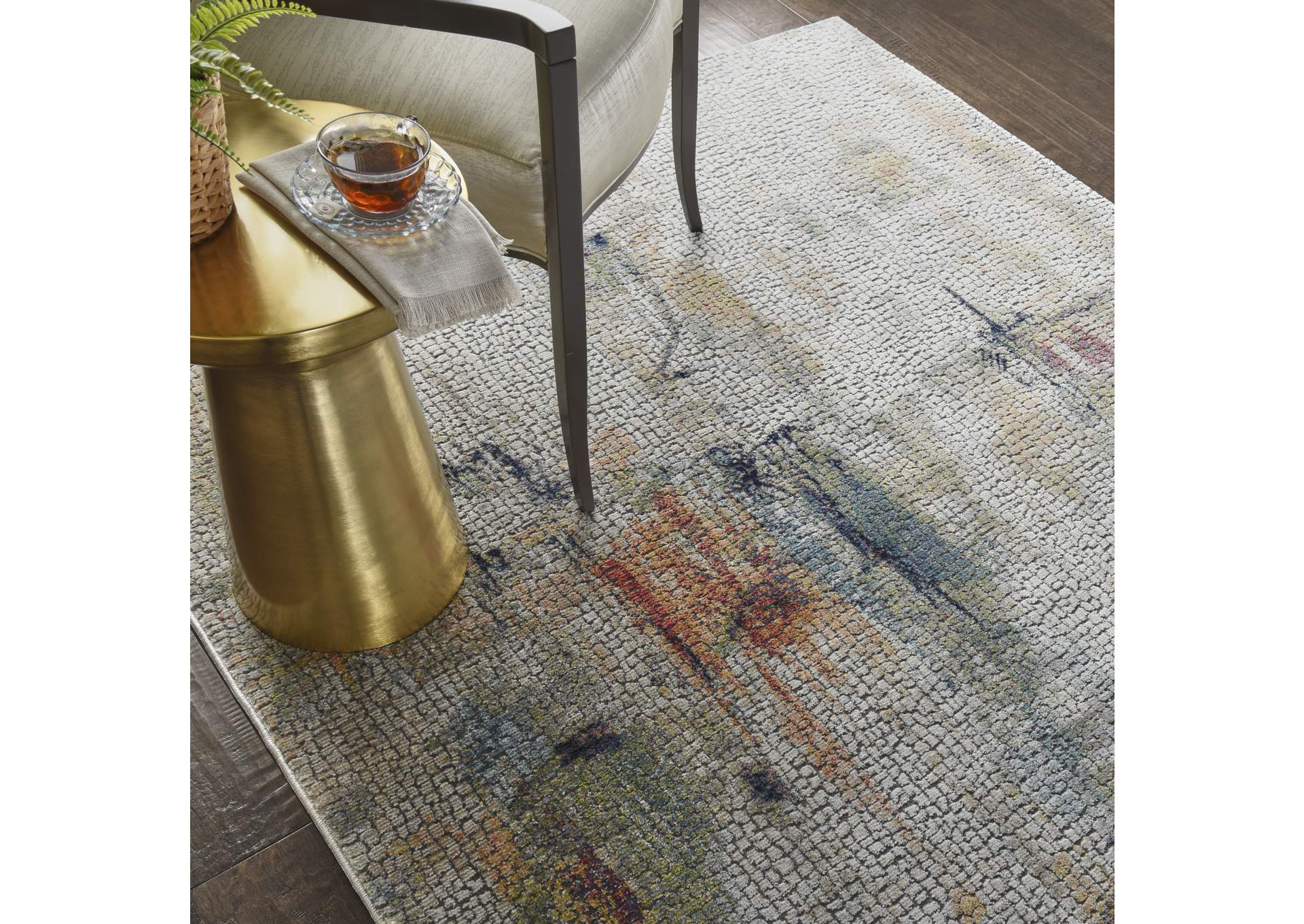 Nourison Ankara Global ANR09 White Multicolor 4'x6' Abstract Area Rug,Nourison
