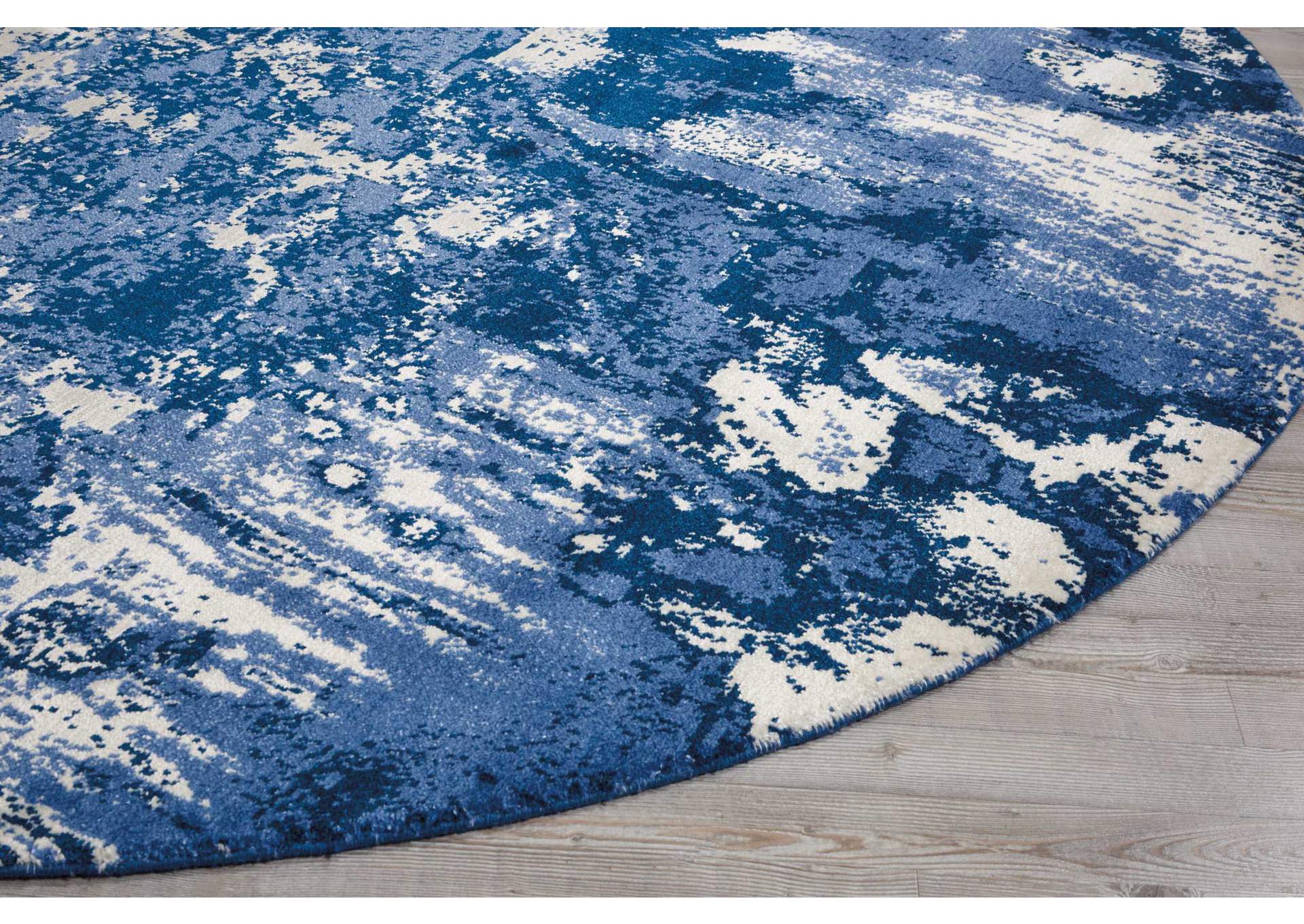 Nourison Twilight TWI24 Blue and White 8' Round Large Rug,Nourison