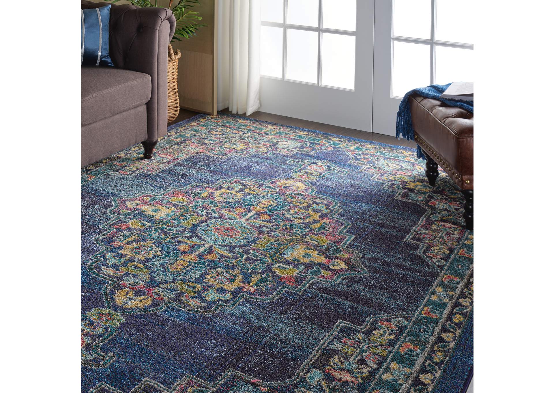 Nourison Passionate PST01 Dark Blue Multicolor 7'x10' Large Rug,Nourison