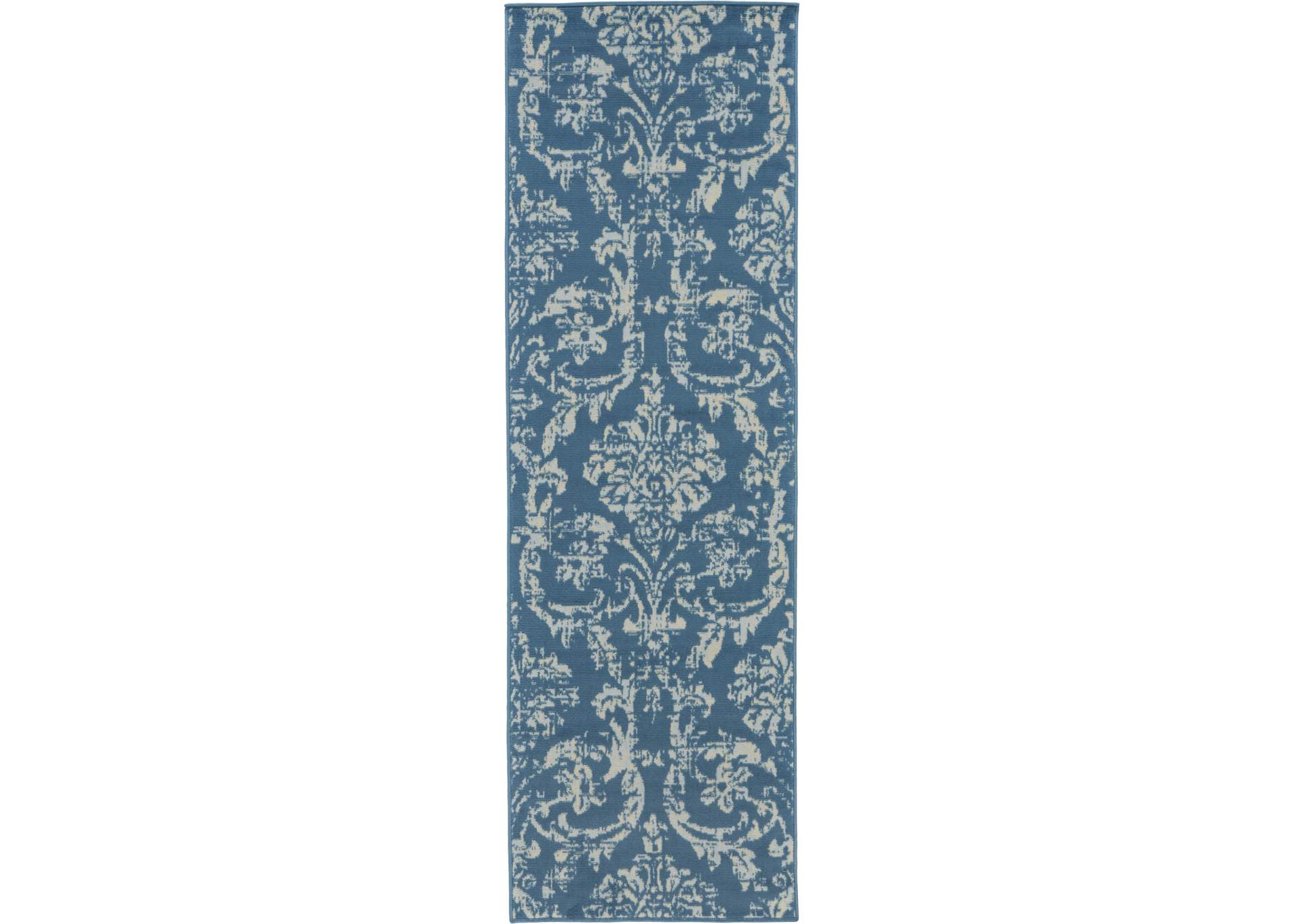 Nourison Jubilant JUB09 Blue 7' Runner Low-pile Hallway Rug,Nourison