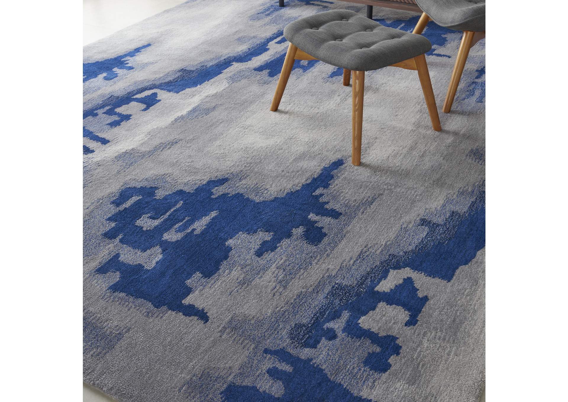 Nourison Symmetry SMM10 Navy Blue and Grey Artistic Oversized Rug,Nourison