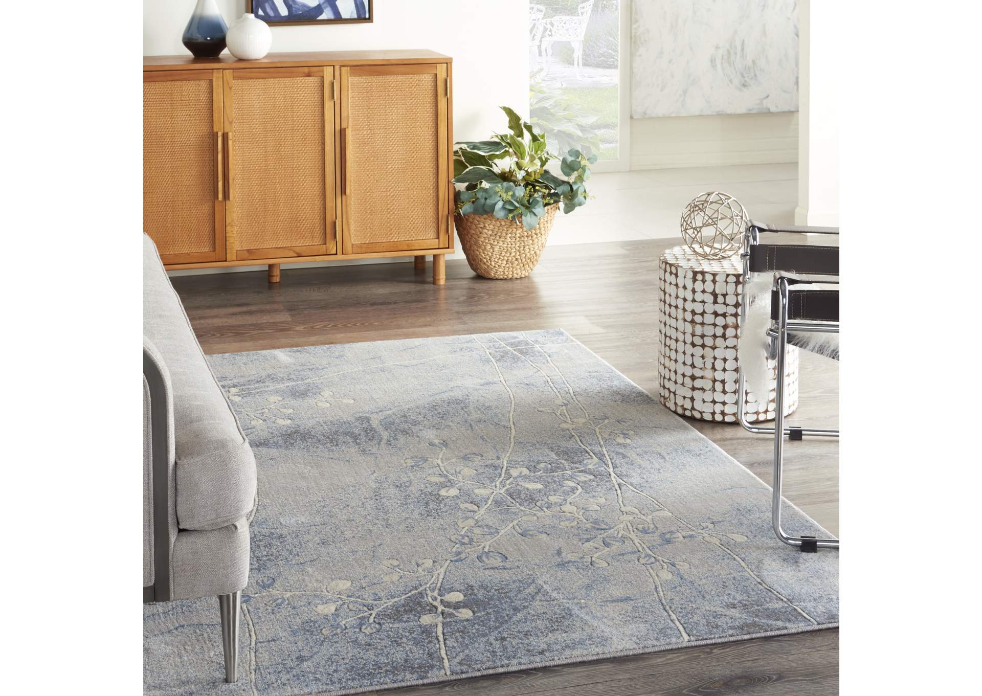 Nourison Somerset ST74 Grey and Blue 5'x8' Area Rug,Nourison