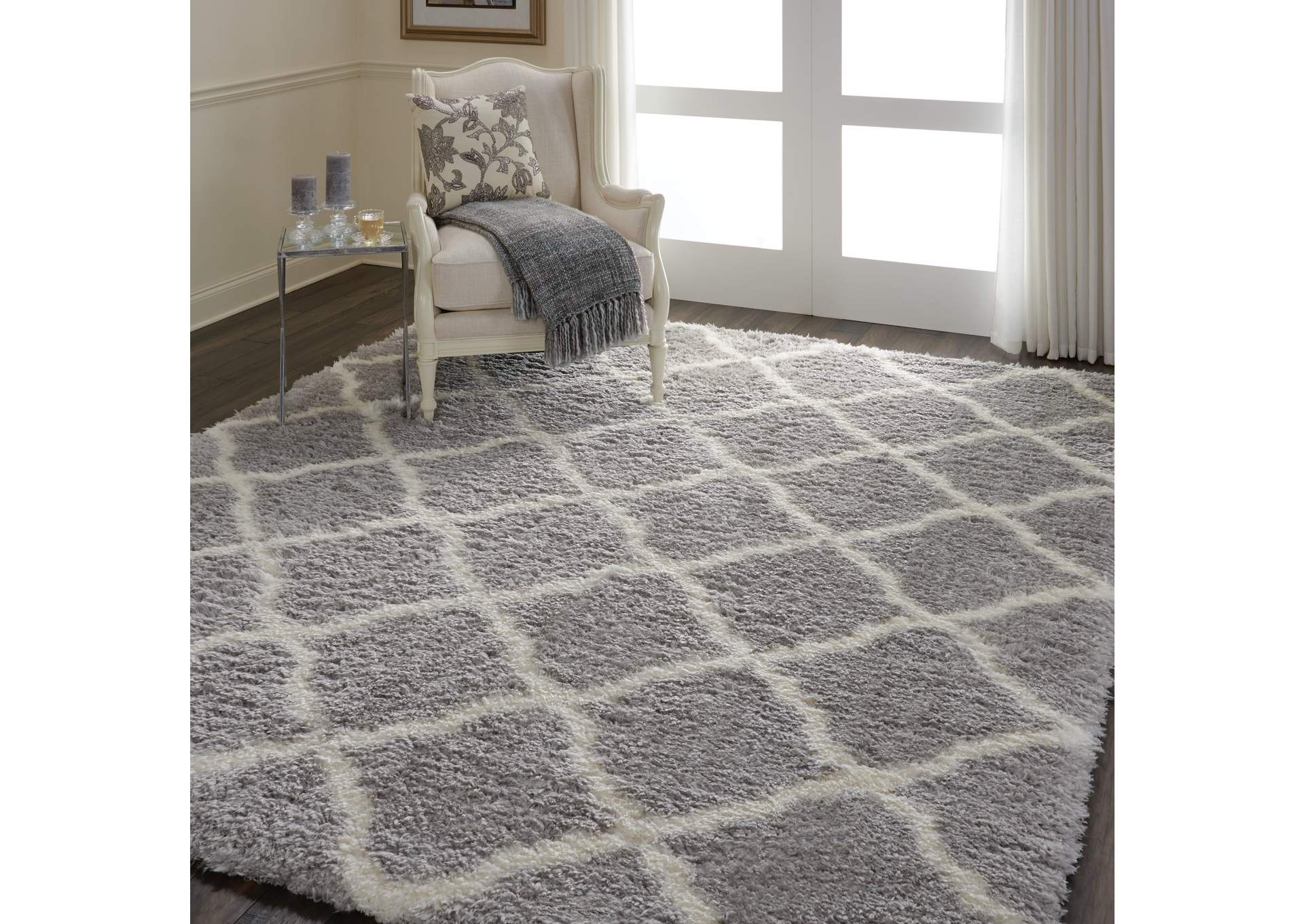 Nourison Luxe Shag LXS02 Grey 8'x10' Large Rug,Nourison