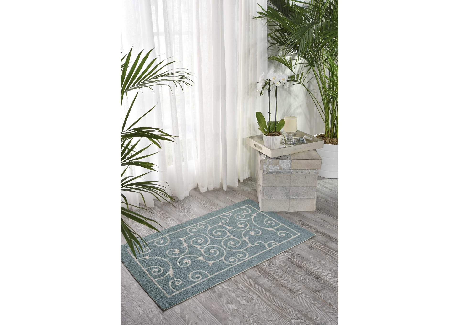 Nourison Home & Garden 2'x4' Blue Area Rug,Nourison