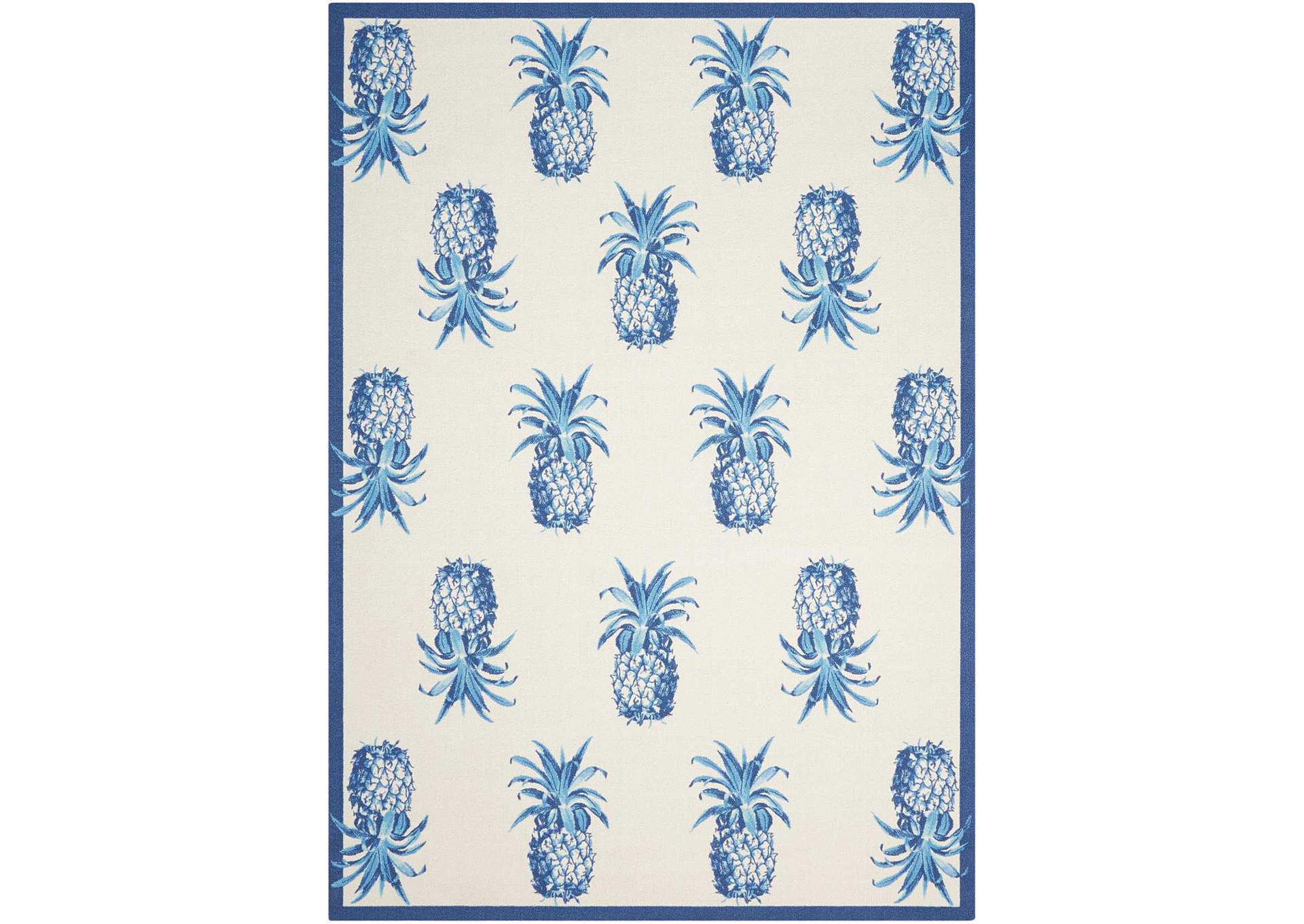 Waverly Sun N Shade SND49 White and Blue 5'x8' Area Rug,Nourison