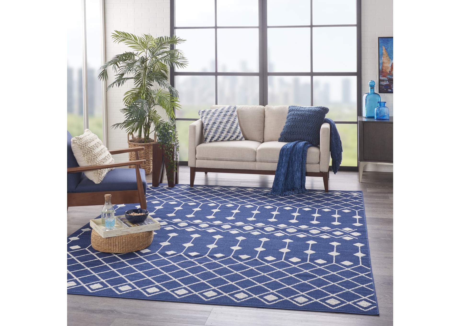 Nourison Grafix 8'x10' Navy Area Rug,Nourison