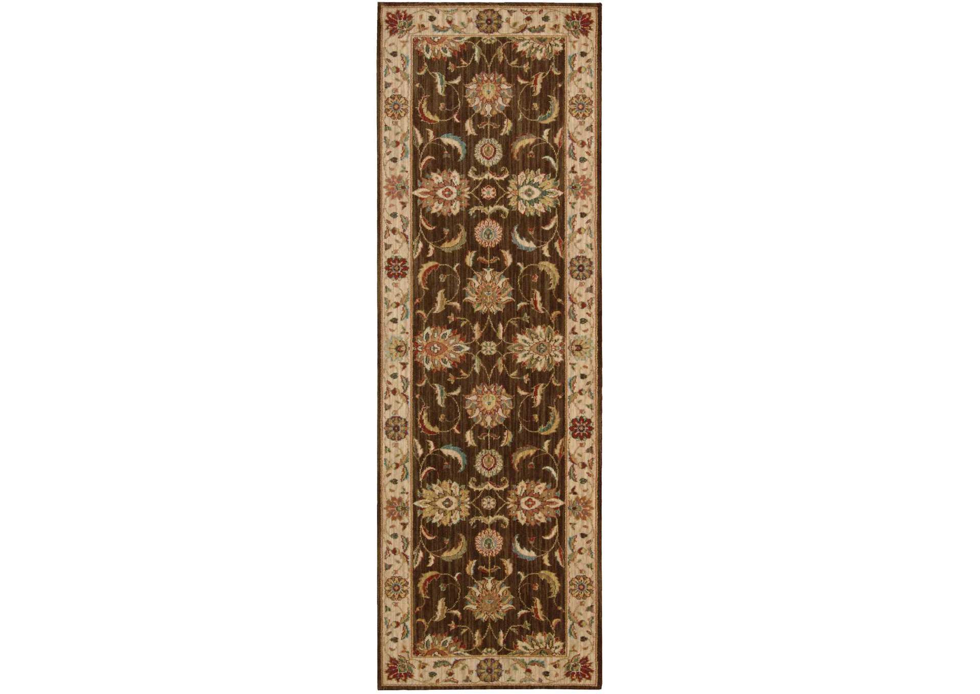 Nourison Living Treasures LI04 Brown 8' Runner Hallway Rug,Nourison