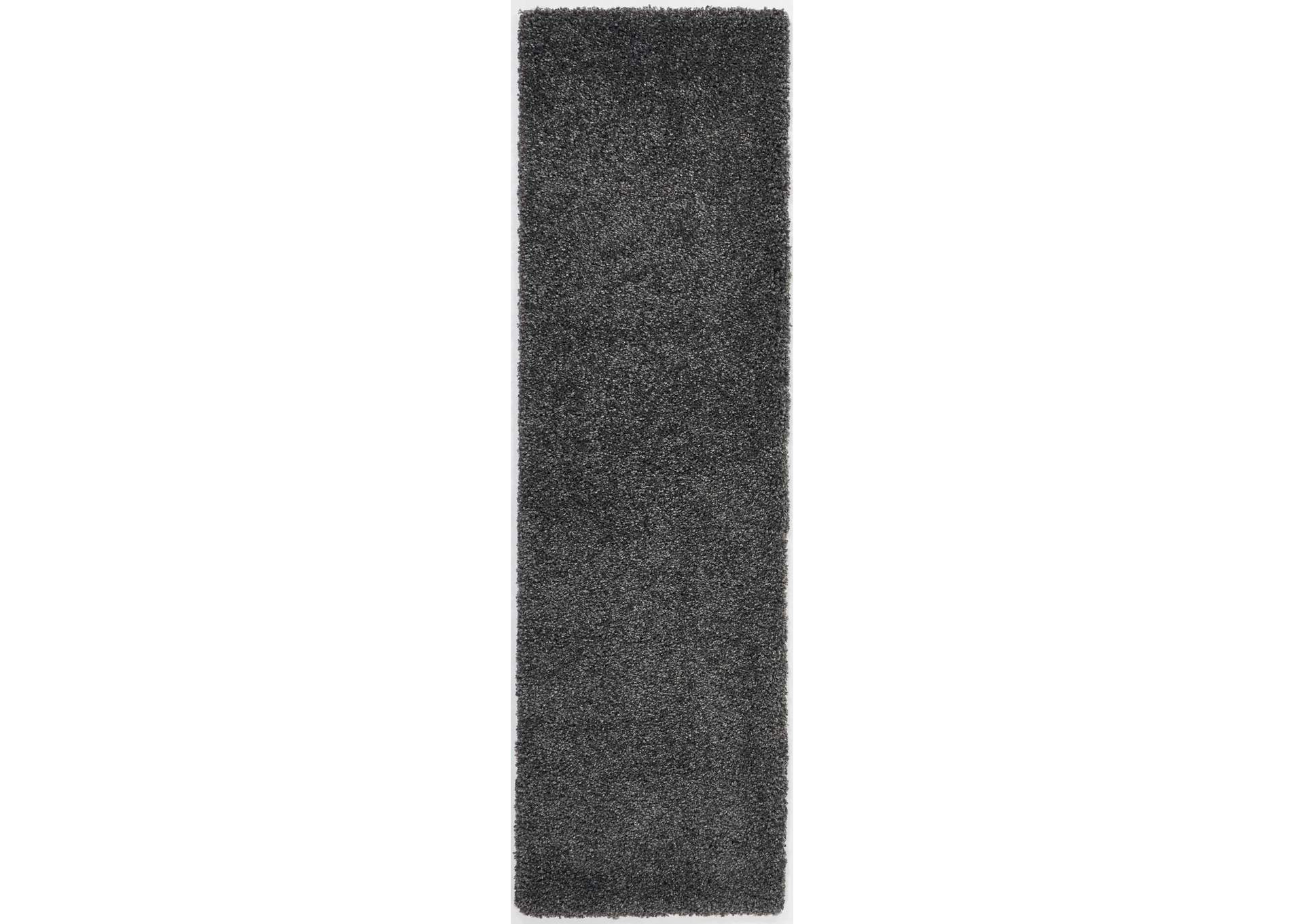 Nourison Malibu Shag MSG01 Charcoal 8' Runner Hallway Rug,Nourison