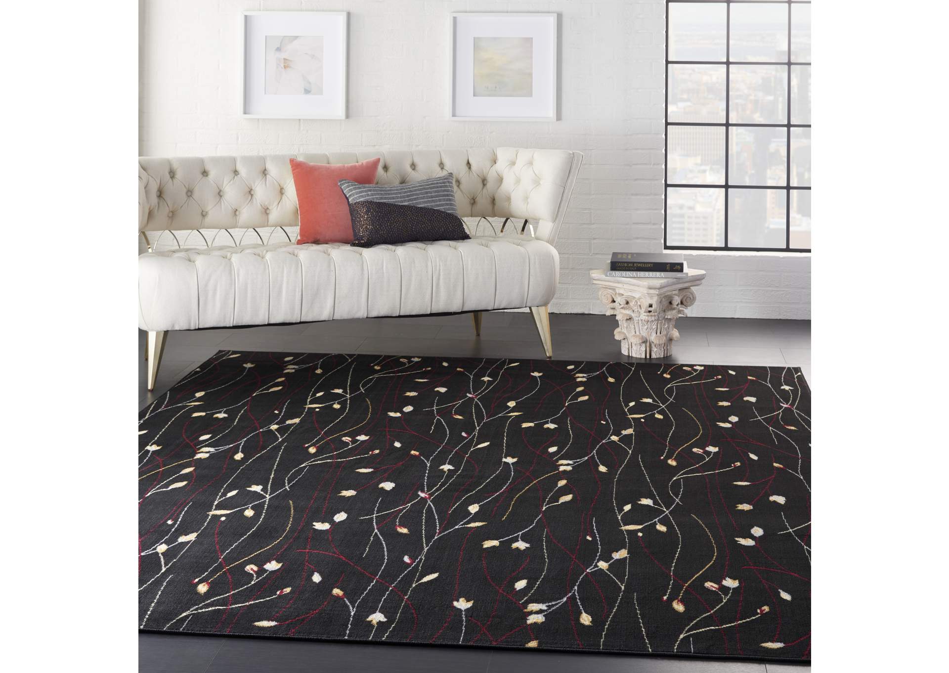 Nourison Grafix GRF15 Black 8'x10' Large Rug,Nourison