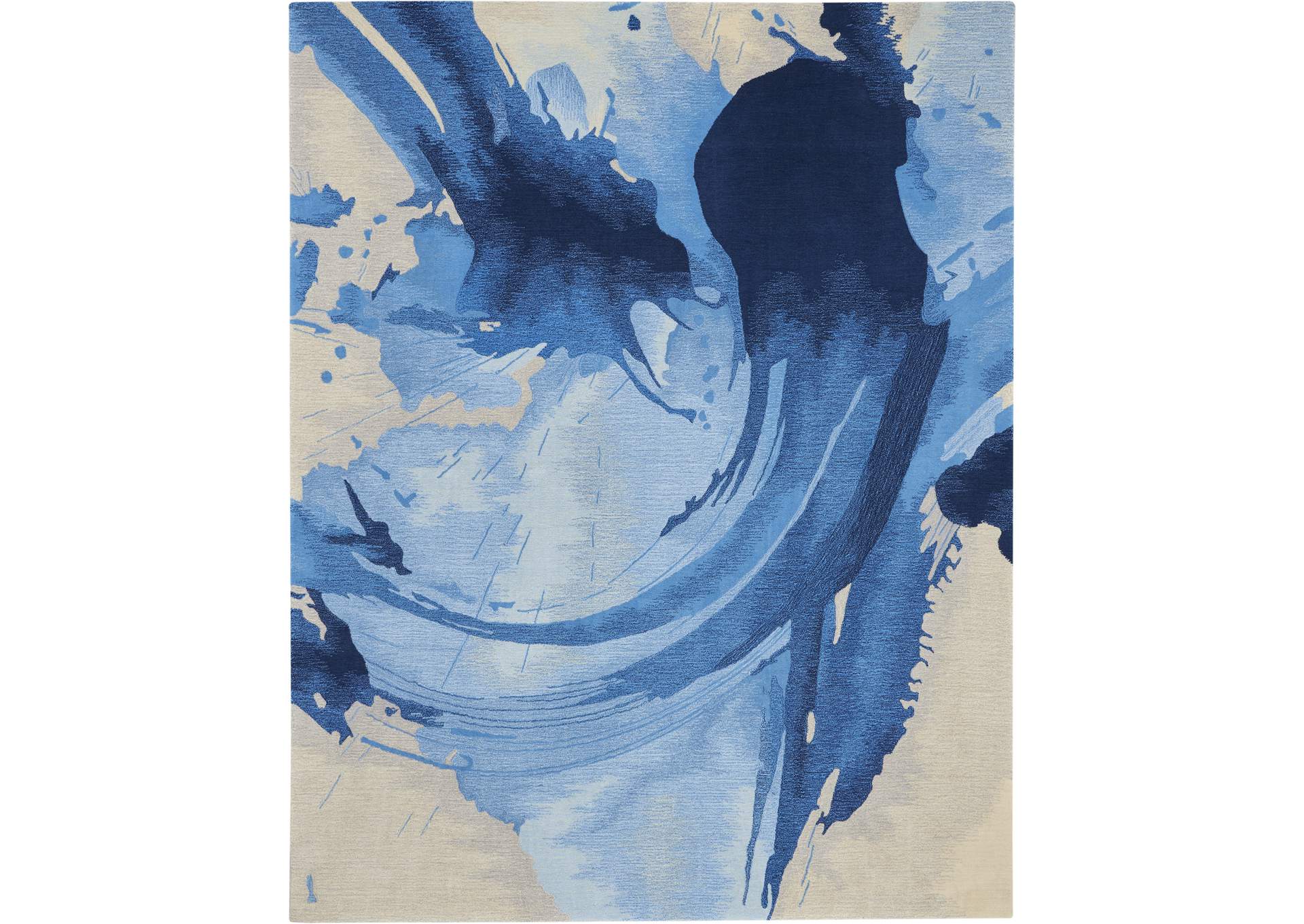 Nourison Symmetry SMM01 Navy Blue and Ivory 8'x10' Large Watercolor Rug,Nourison