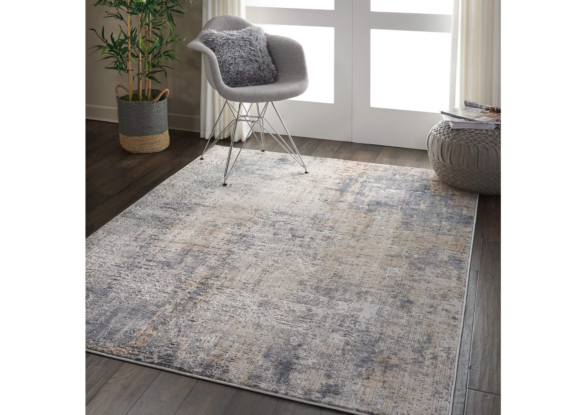 Nourison Rustic Textures RUS01 Grey and Beige 5'x7' Rustic Area Rug,Nourison