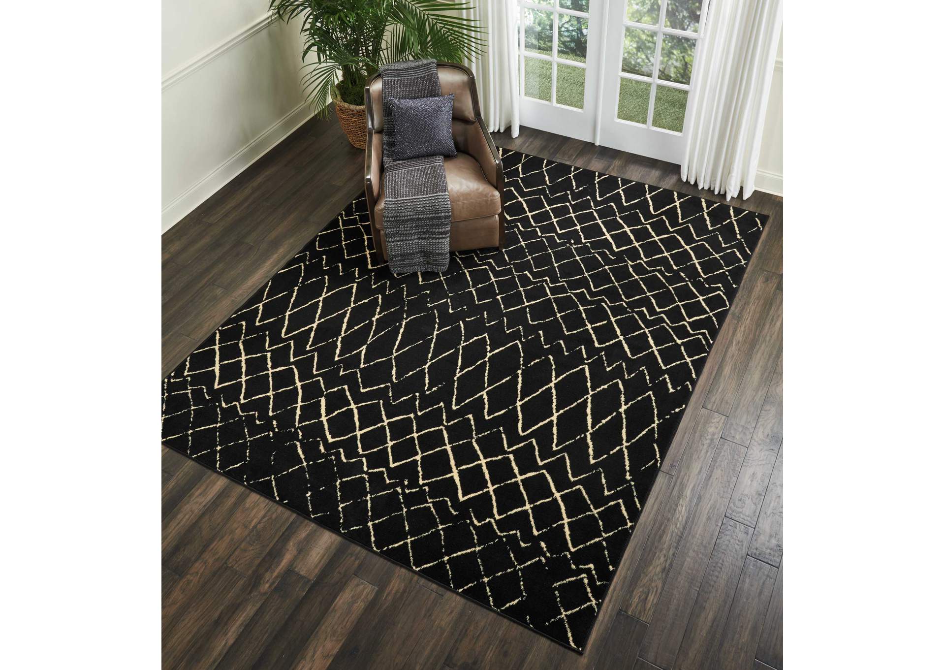 Nourison Grafix GRF04 Black 8'x10' Large Rug,Nourison