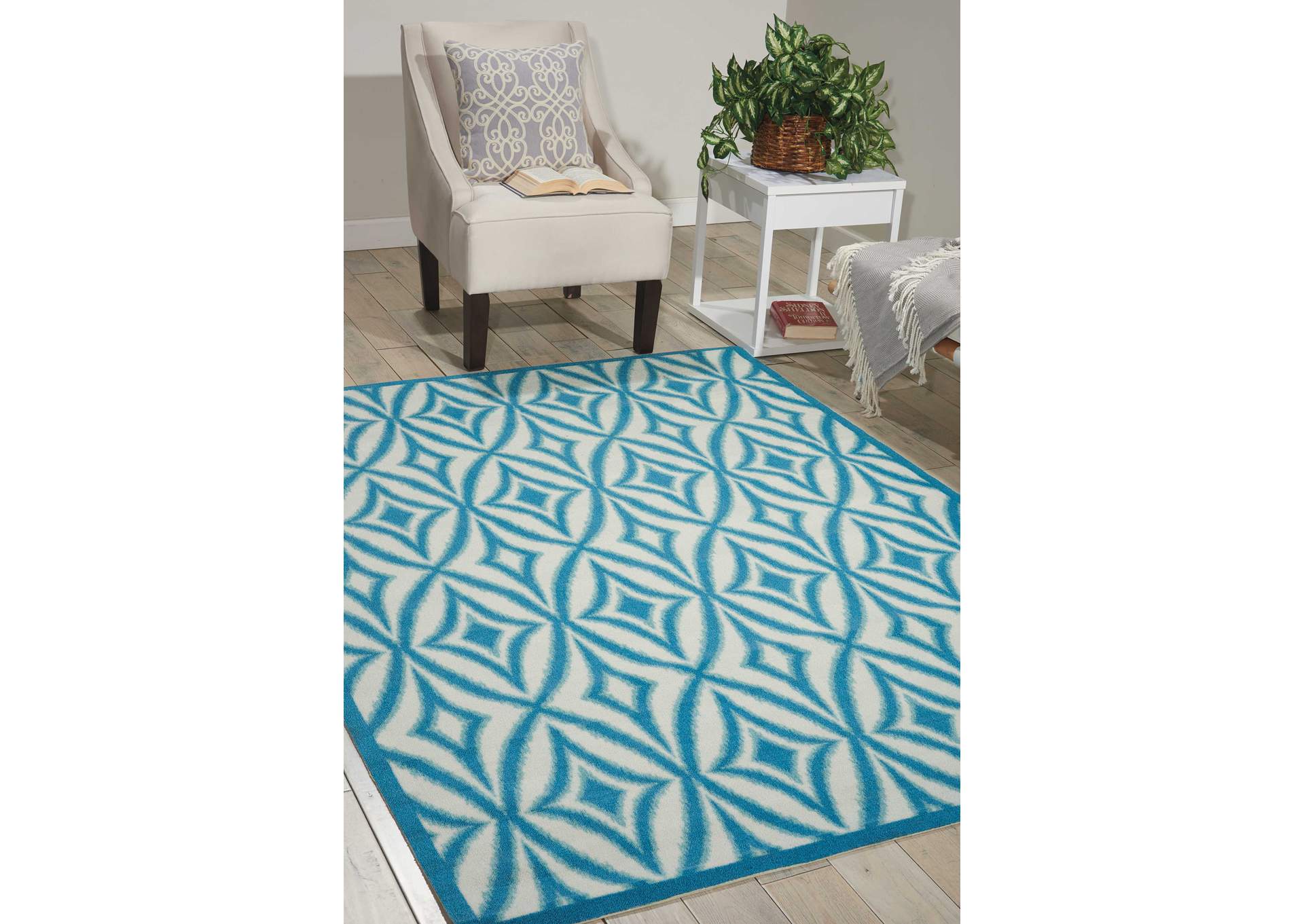 Waverly Sun N Shade SND19 Blue 5'x8' Area Rug,Nourison