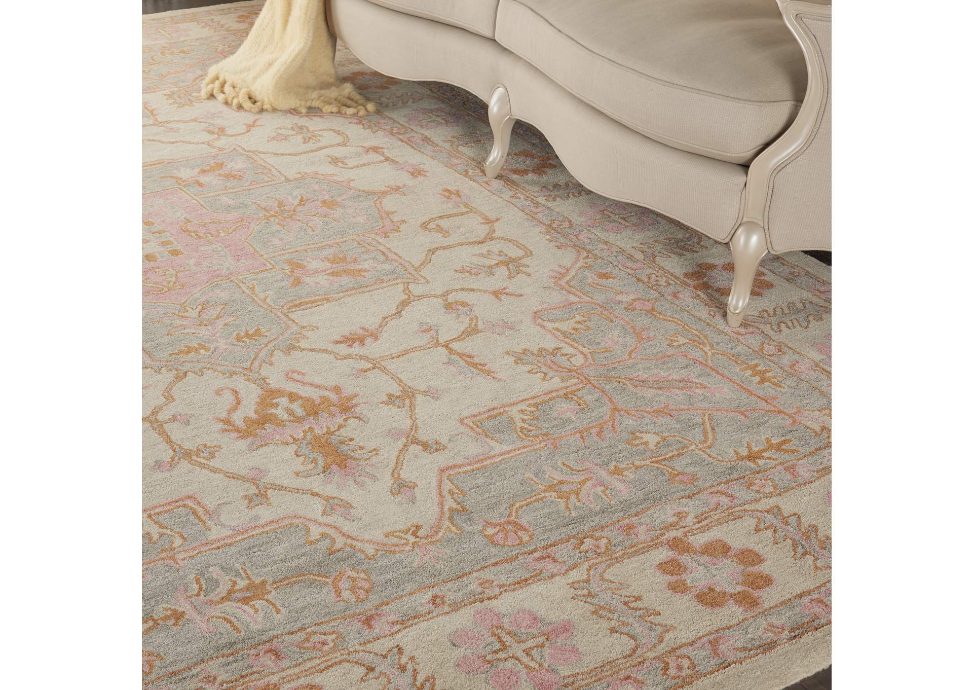 Nourison Jazmine JAZ01 Orange and Cream 9'x12' Oversized Wool Rug,Nourison