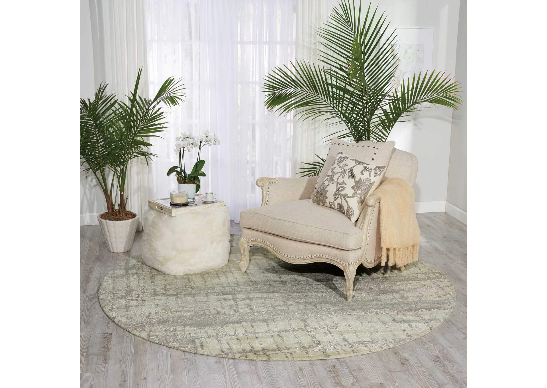 Nourison Twilight TWI10 Grey 8' Round Large Rug,Nourison