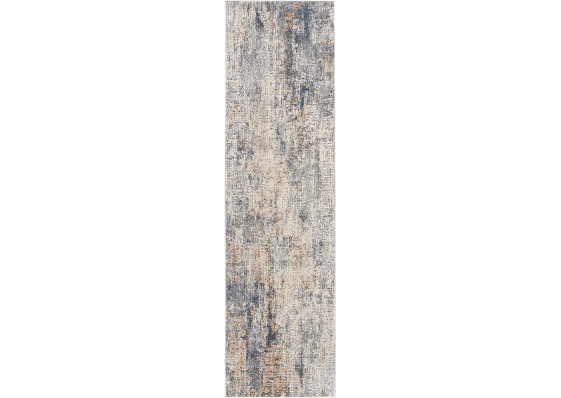 Nourison Rustic Textures RUS01 Grey and Beige 8' Runner Hallway Rug,Nourison