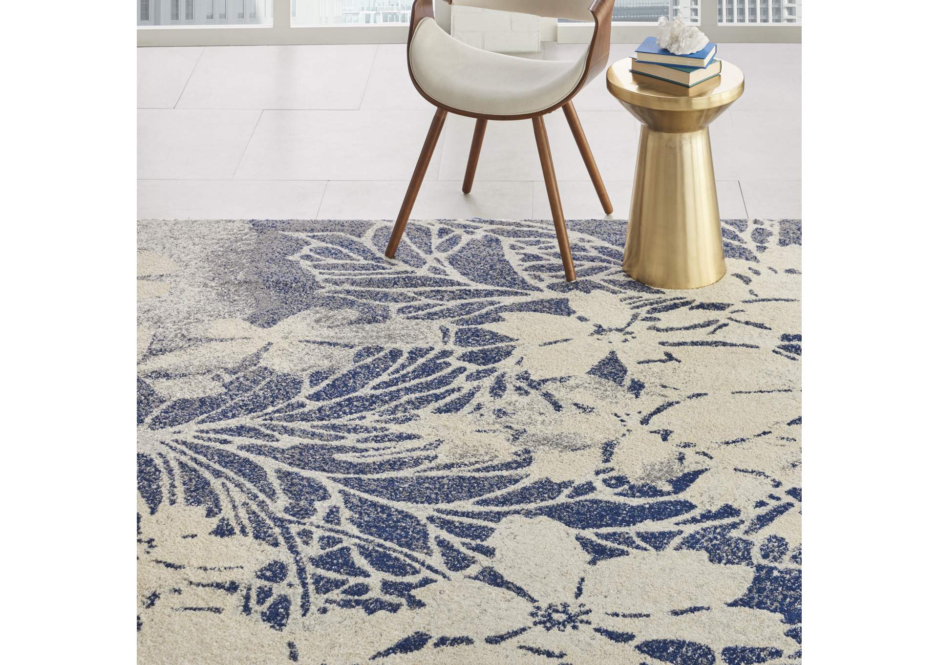Nourison Tranquil TRA08 Navy Blue and Grey 8'x10' Large Rug,Nourison