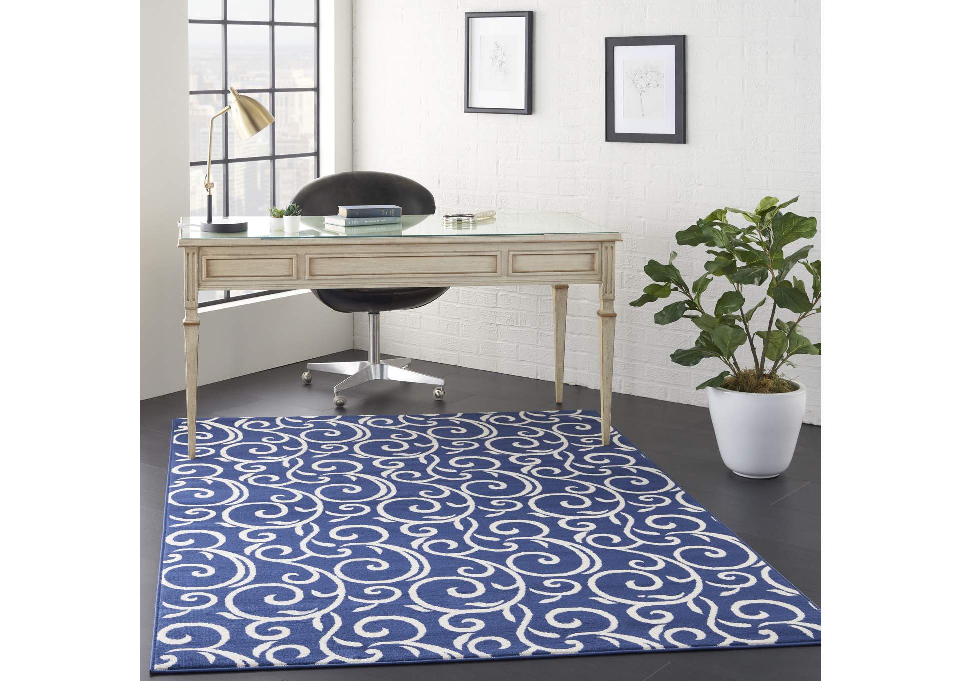 Nourison Grafix GRF19 Dark Blue 5'x7' Area Rug,Nourison