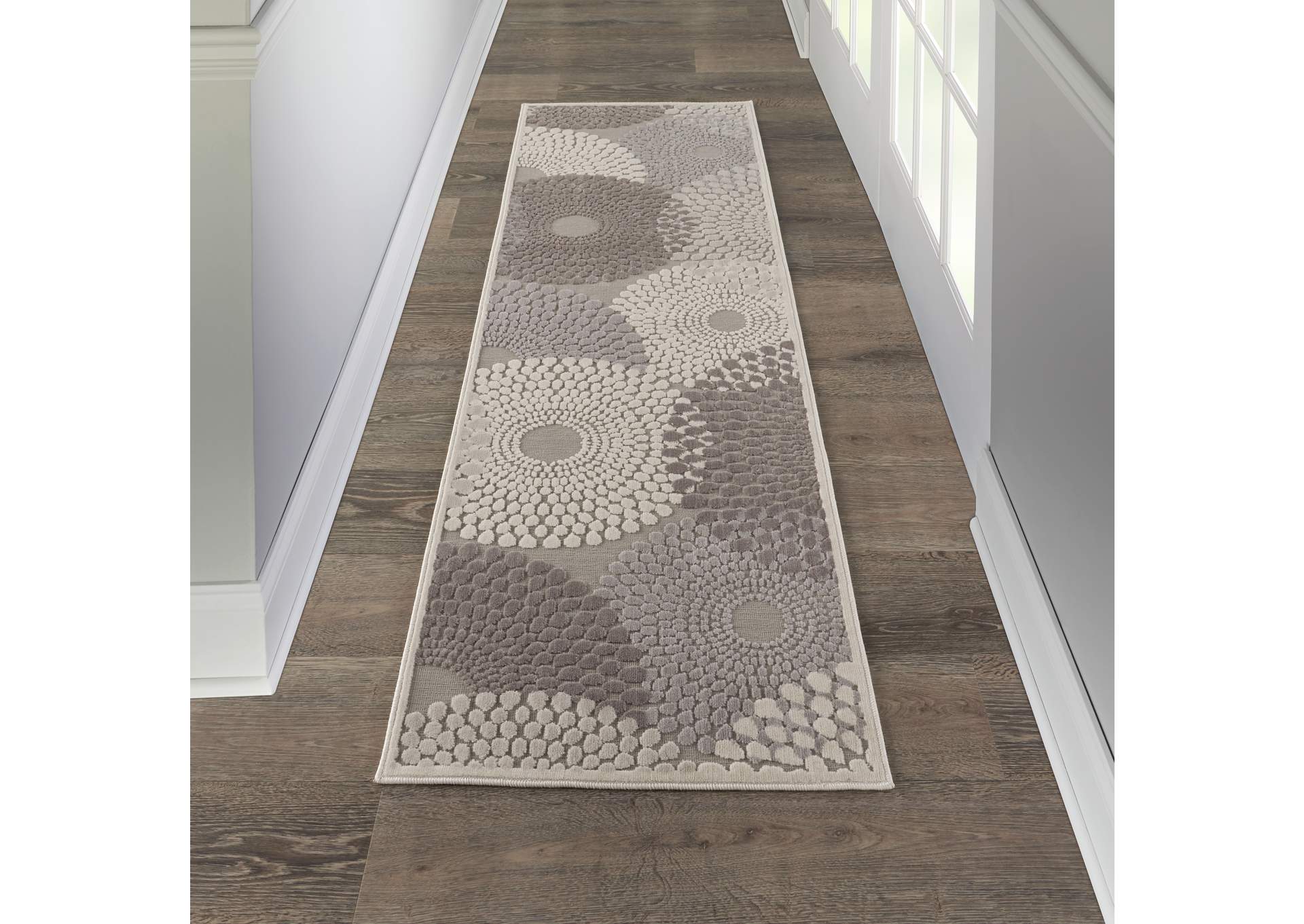 Nourison Graphic Illusions GIL04 Grey 8' Runner Hallway Rug,Nourison