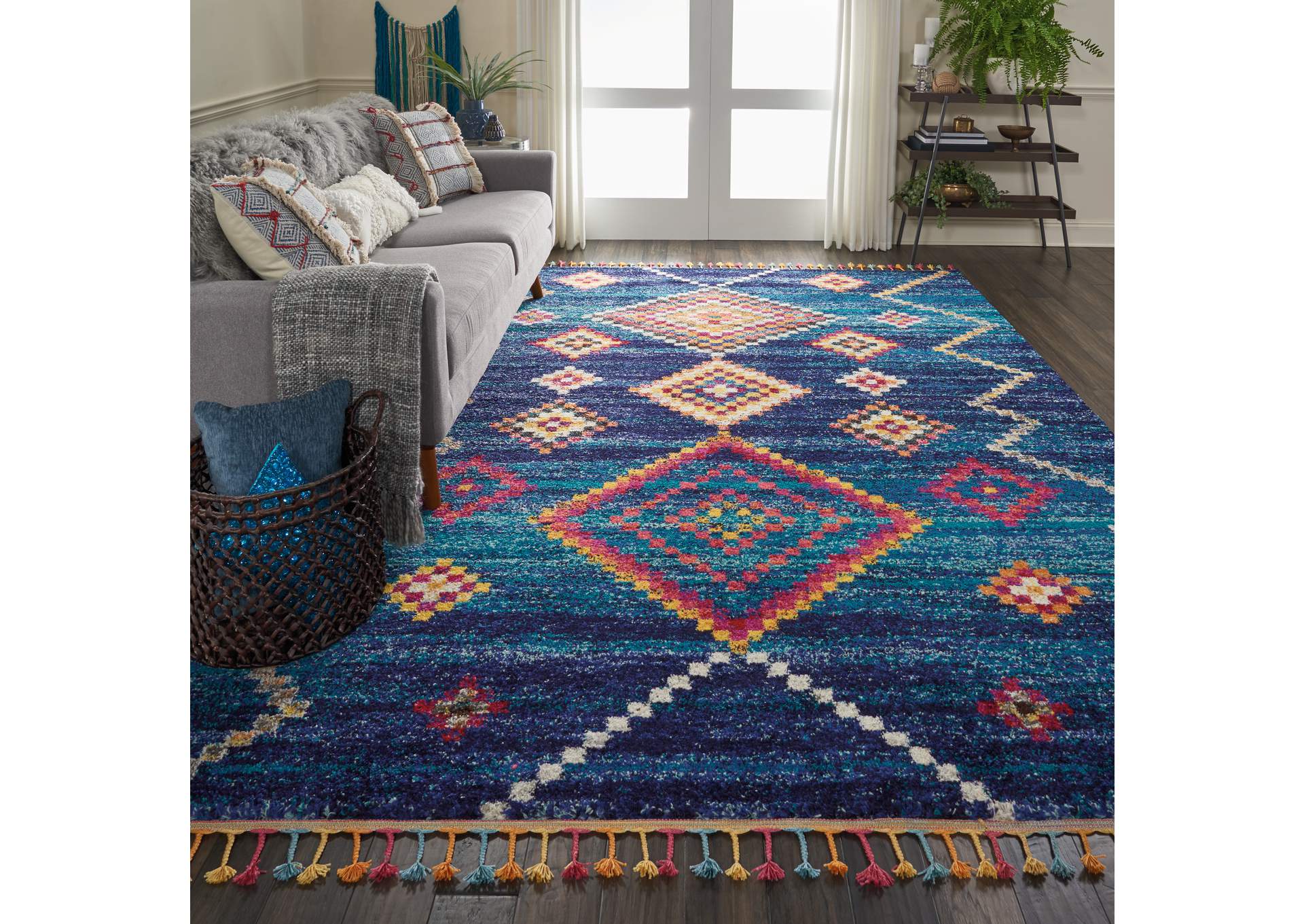 Nourison Nomad NMD05 Dark Blue Multicolor 8'x11' Oversized Rug,Nourison