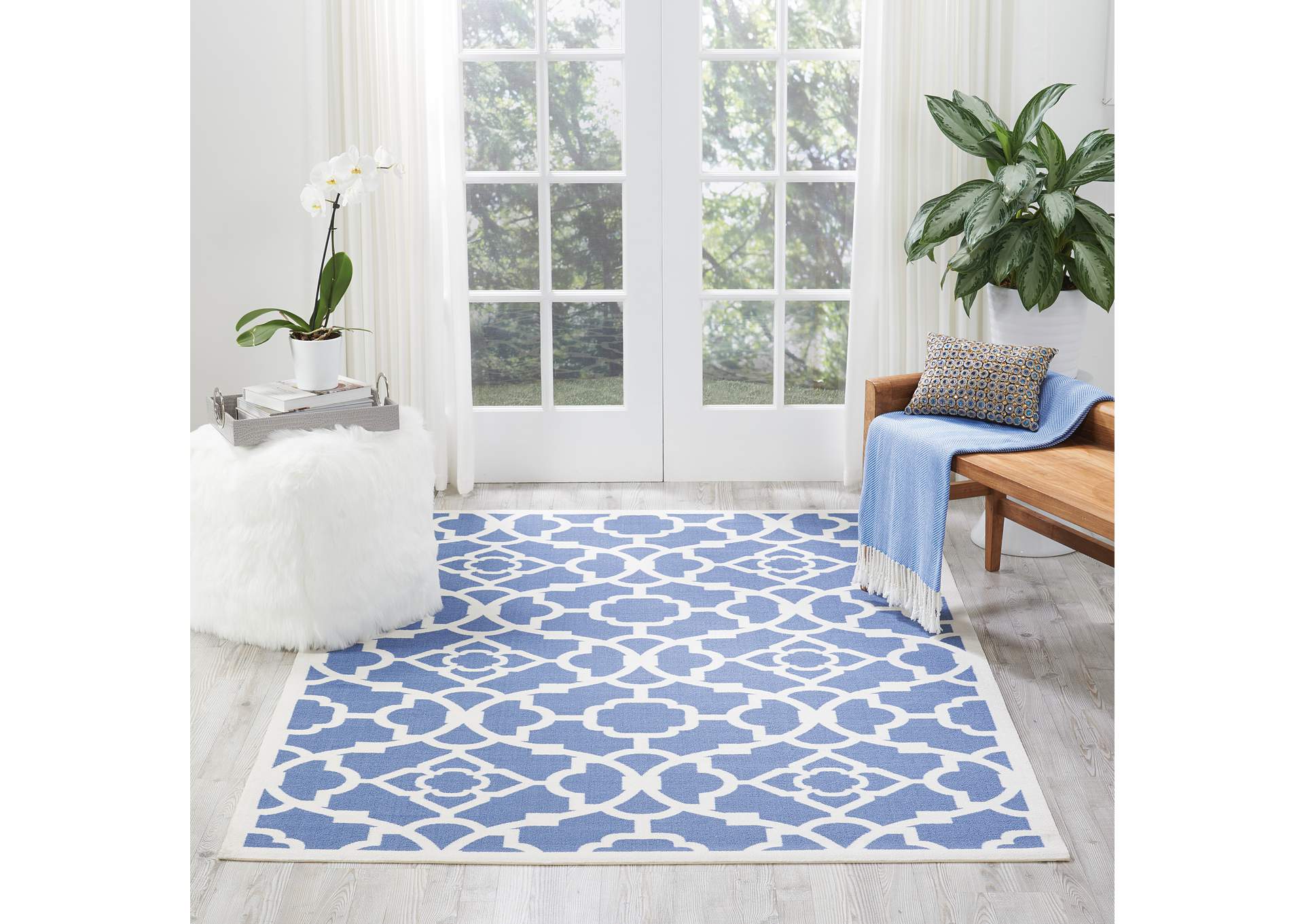 Waverly Sun N Shade SND04 Blue 5'x8' Area Rug,Nourison