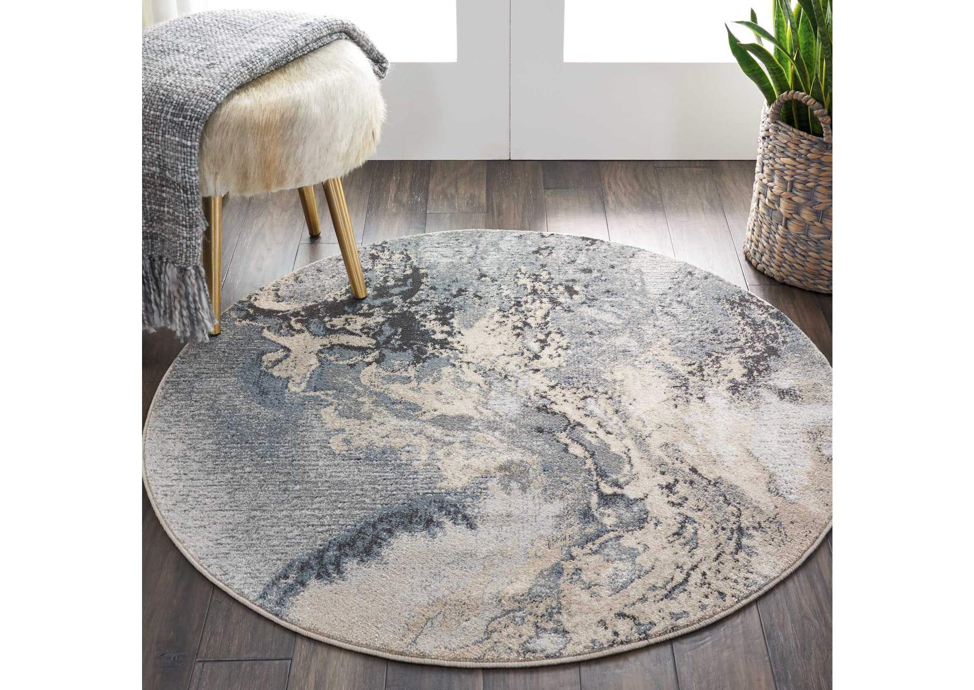 Nourison Maxell MAE08 Grey 4' Round Area Rug,Nourison