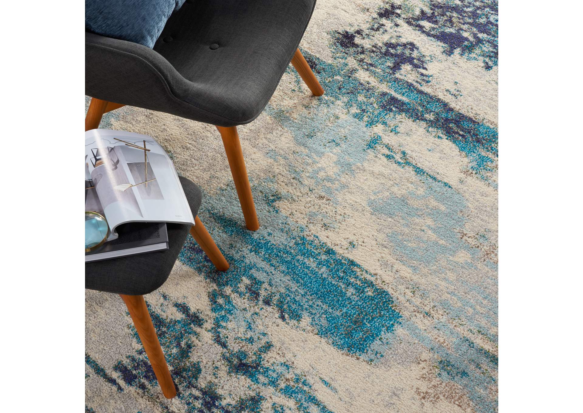 Nourison Celestial CES02 Blue and White 7'x10' Large Rug,Nourison