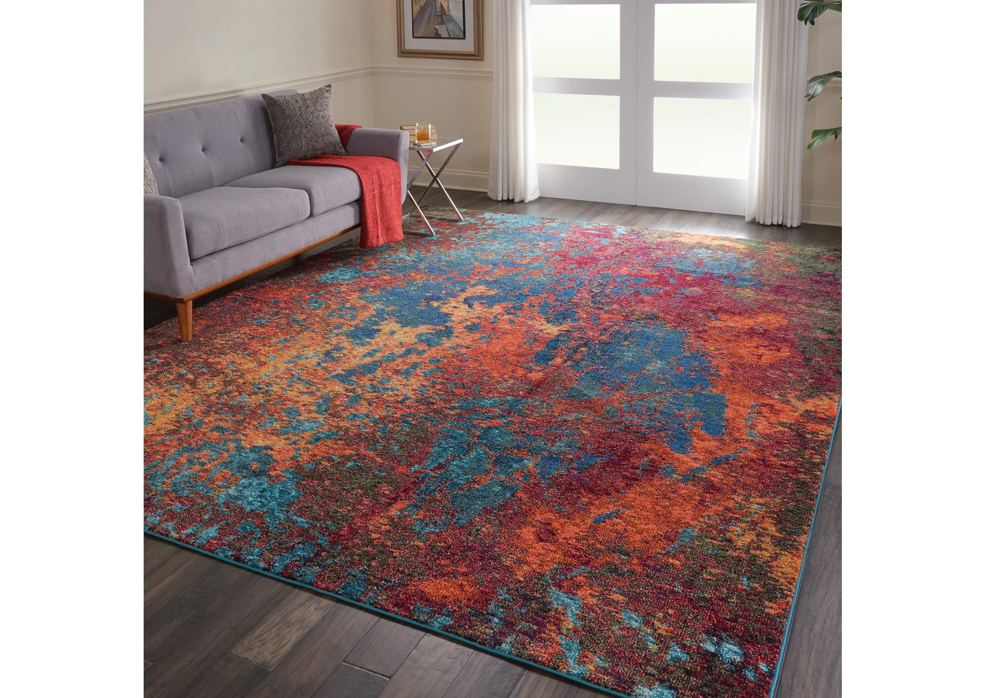 Nourison Celestial CES08 Blue and Red 10'x14' Oversized Rug,Nourison