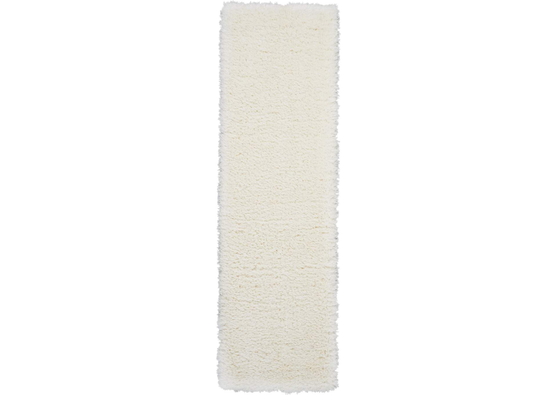 Nourison Luxe Shag LXS01 White 8' Runner Hallway Rug,Nourison