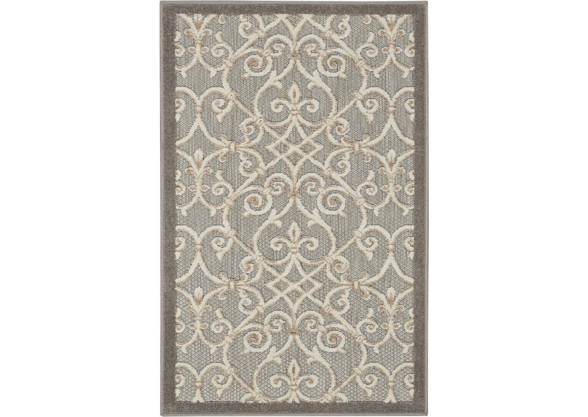 Nourison Aloha 3'x4' Grey Patio Area Rug,Nourison