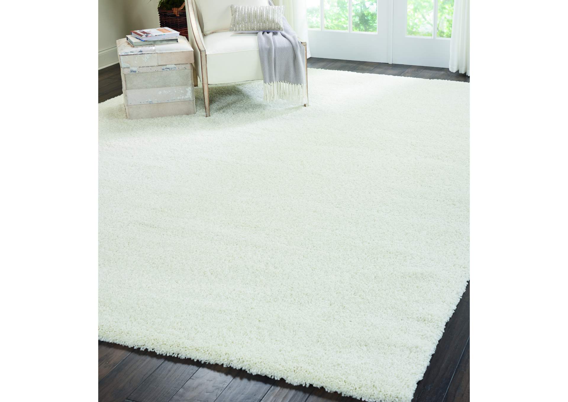 Nourison Malibu Shag MSG01 White 10'x13' Oversized Rug,Nourison