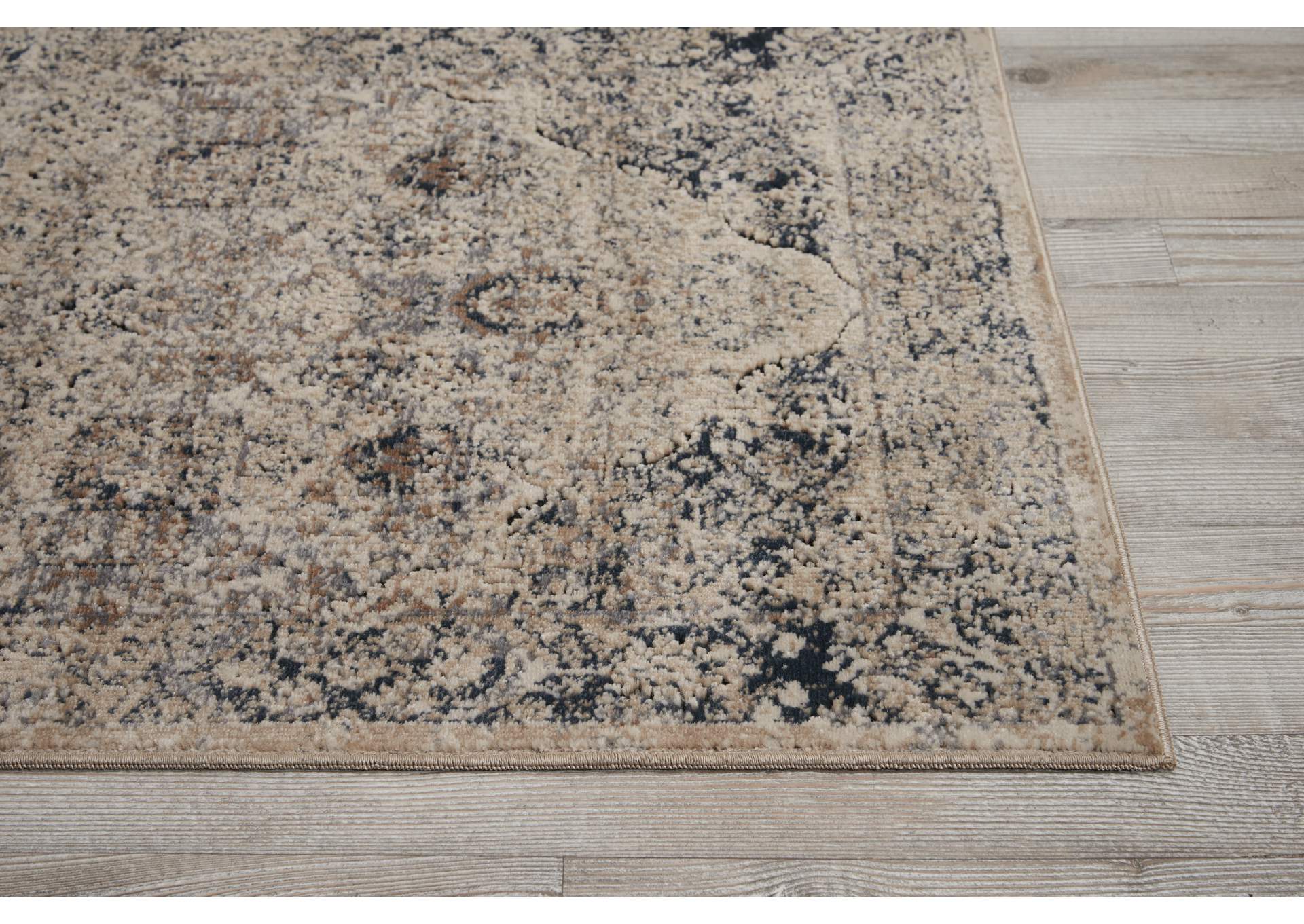 kathy ireland Home Malta MAI01 Blue and Ivory 8' Runner Hallway Rug,Nourison