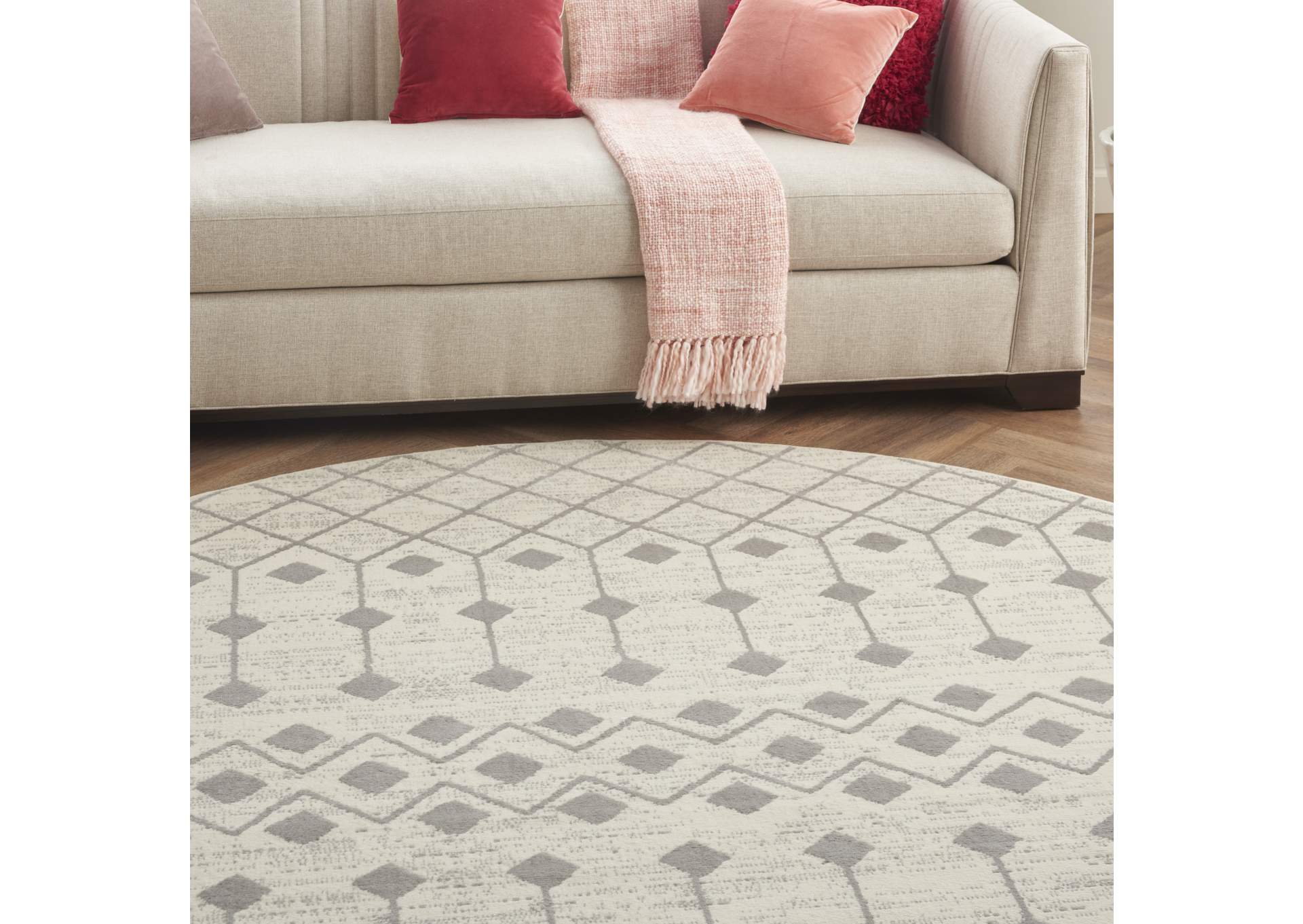 Nourison Grafix 8' Round Ivory Area Rug,Nourison
