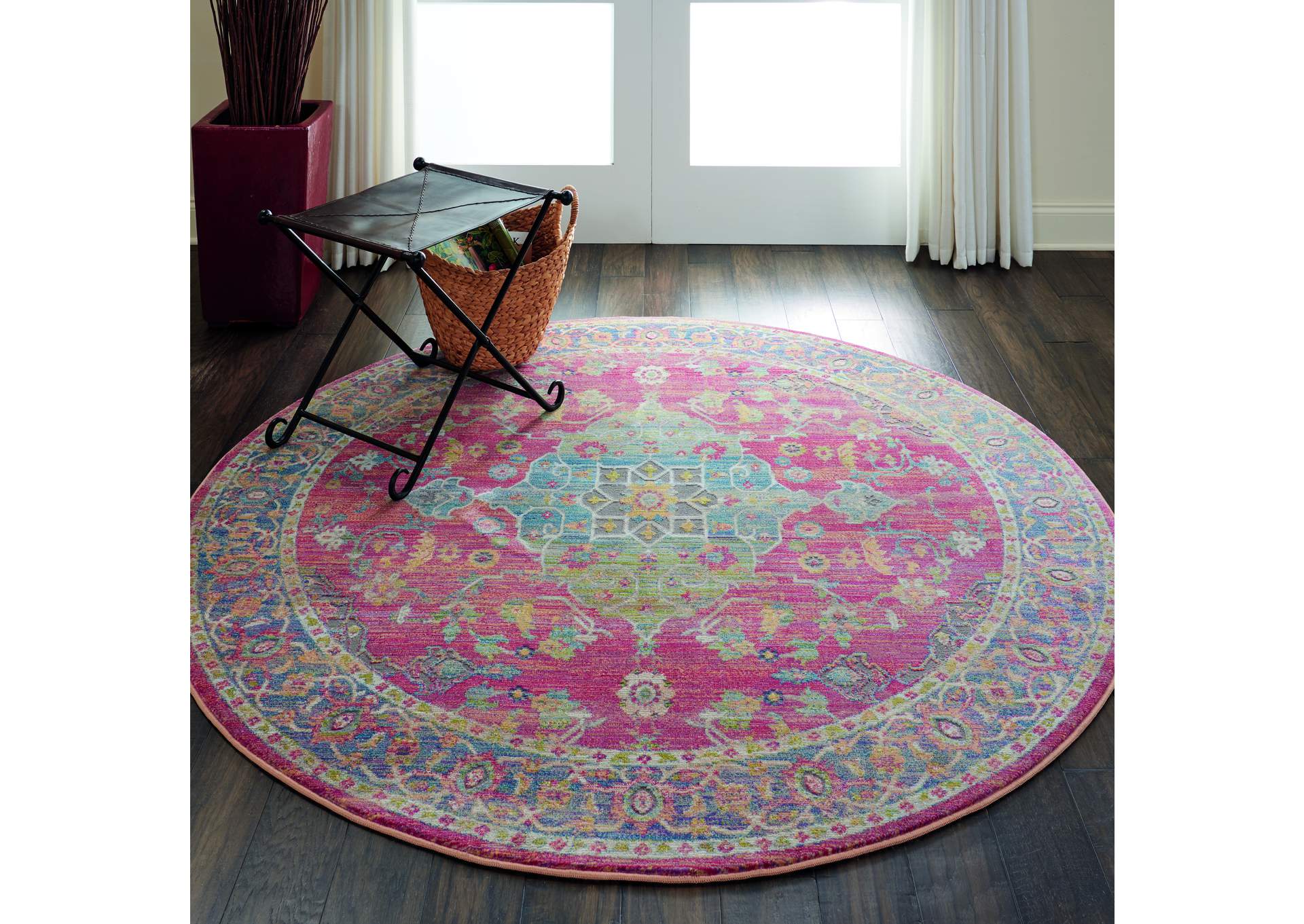Nourison Ankara Global ANR01 Multicolor 6' Round Persian Area Rug,Nourison