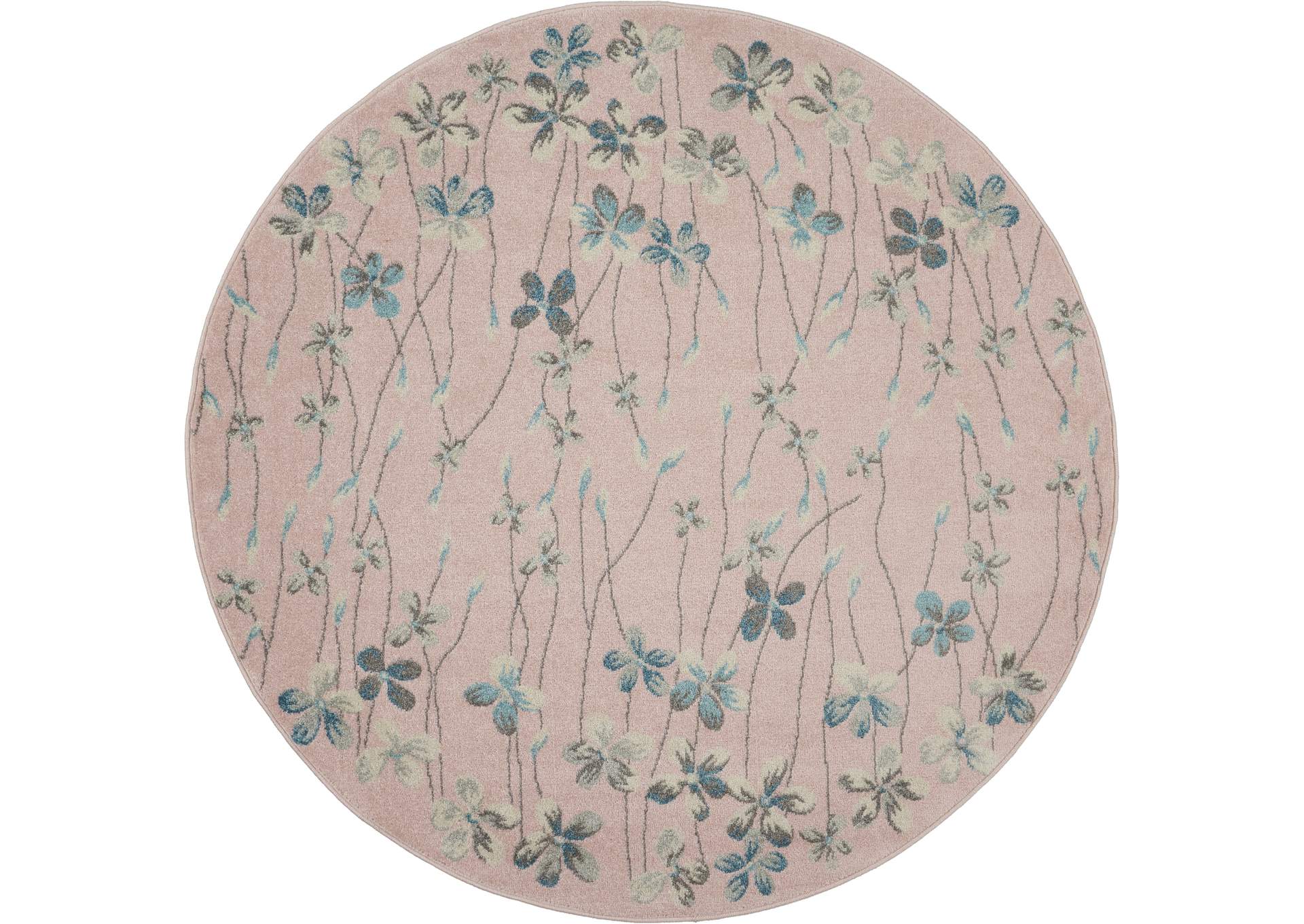 Nourison Tranquil TRA04 Pink 5' Round Floral Area Rug,Nourison