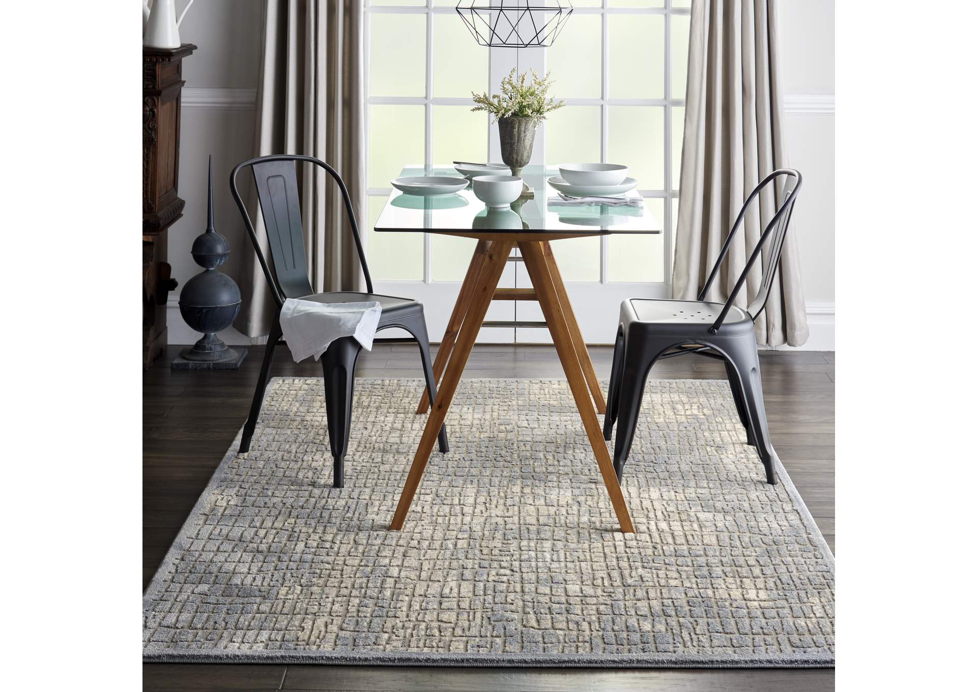 kathy ireland Home Sahara KI395 Charcoal and Beige 4'x6' Area Rug,Nourison